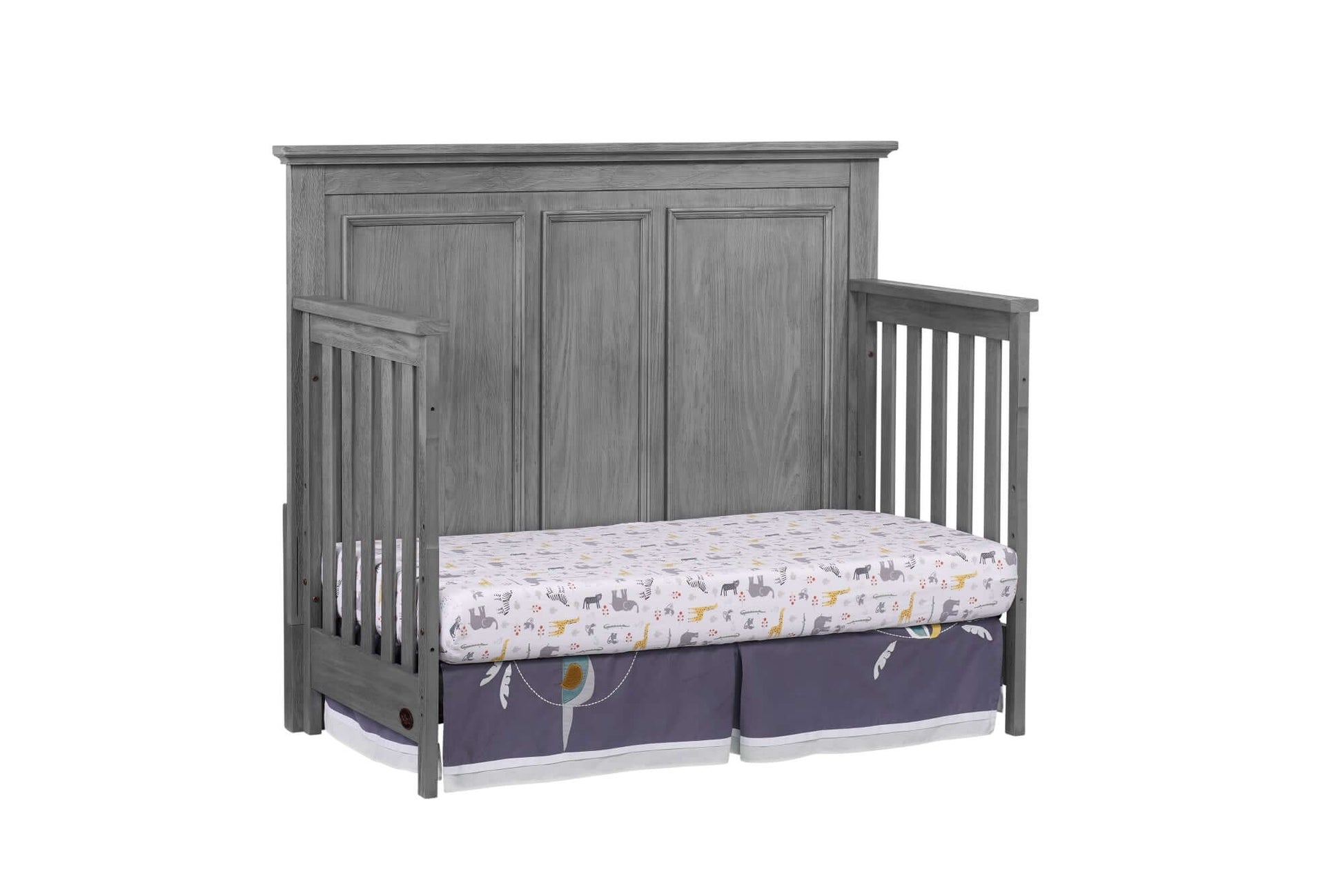 Kenilworth 4-in-1 Convertible Crib - Inclined Side View of Kenilworth Daybed Graphite Gray