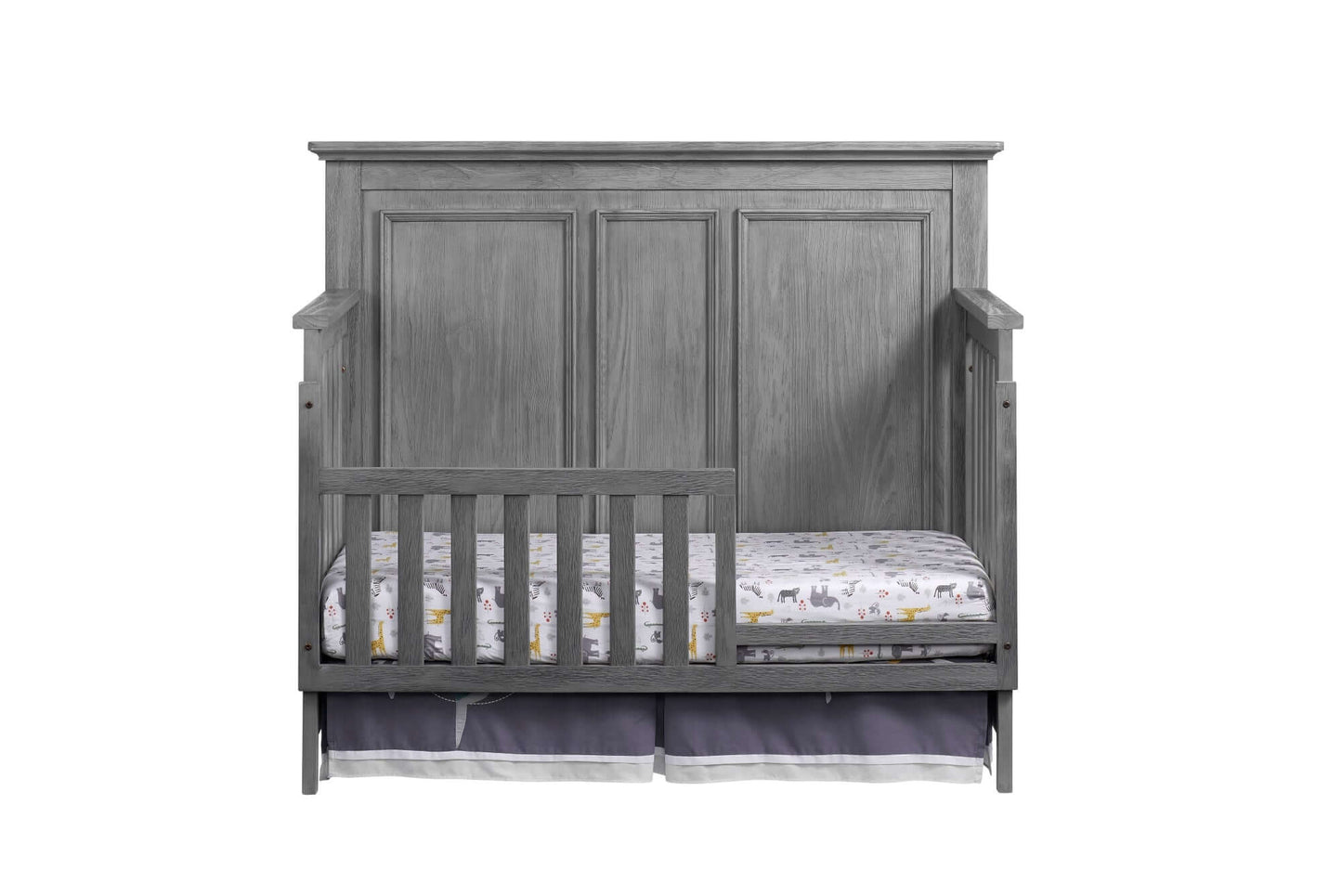 Kenilworth 4-in-1 Convertible Crib - Front View of Kenilworth 4-in-1 Convertible Crib Graphite Gray with Guard Rail