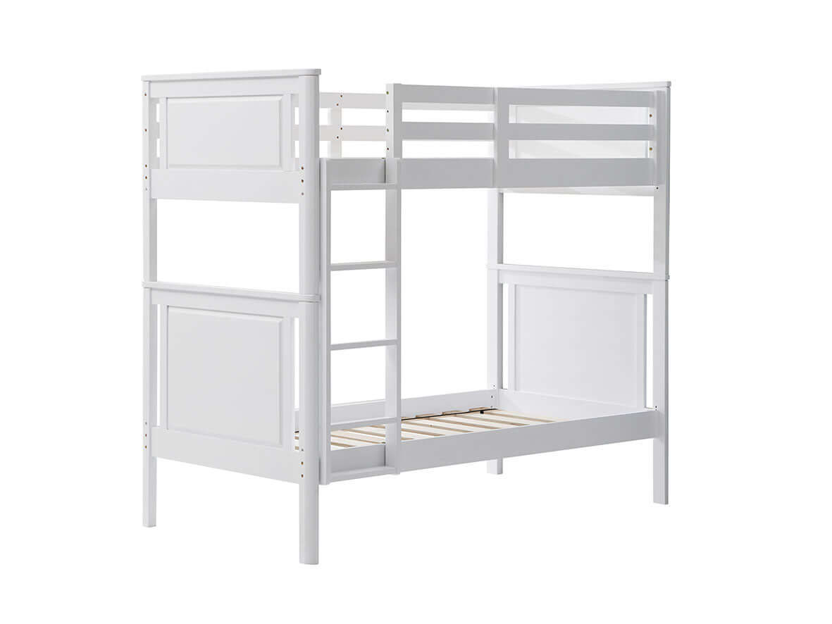 Bunk Bed - Model 302- Inclined Side View of Bunk Bed Model 302 White