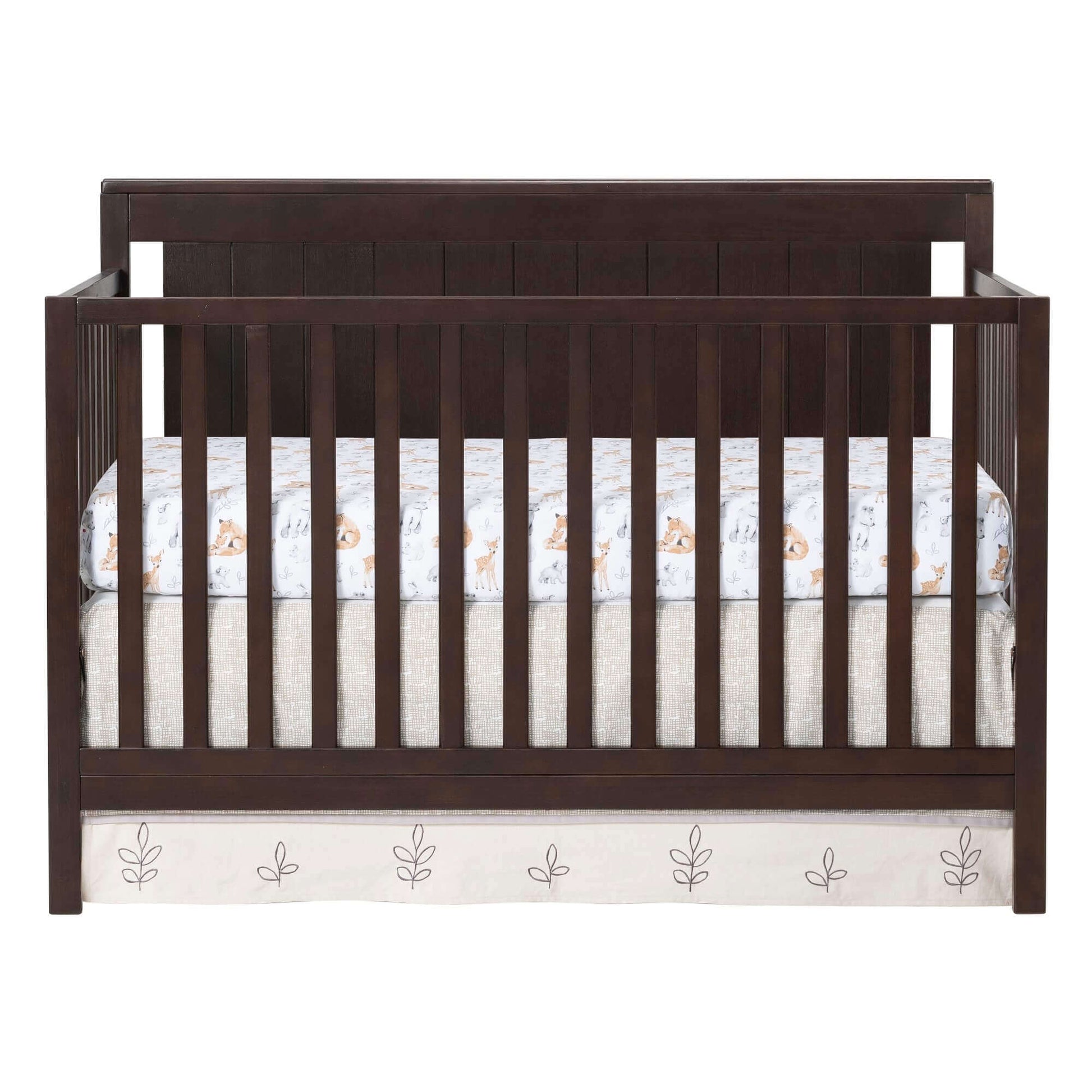 Lazio 4-in-1 Convertible Crib - Front View of Lazio 4-in-1 Convertible Crib Espresso
