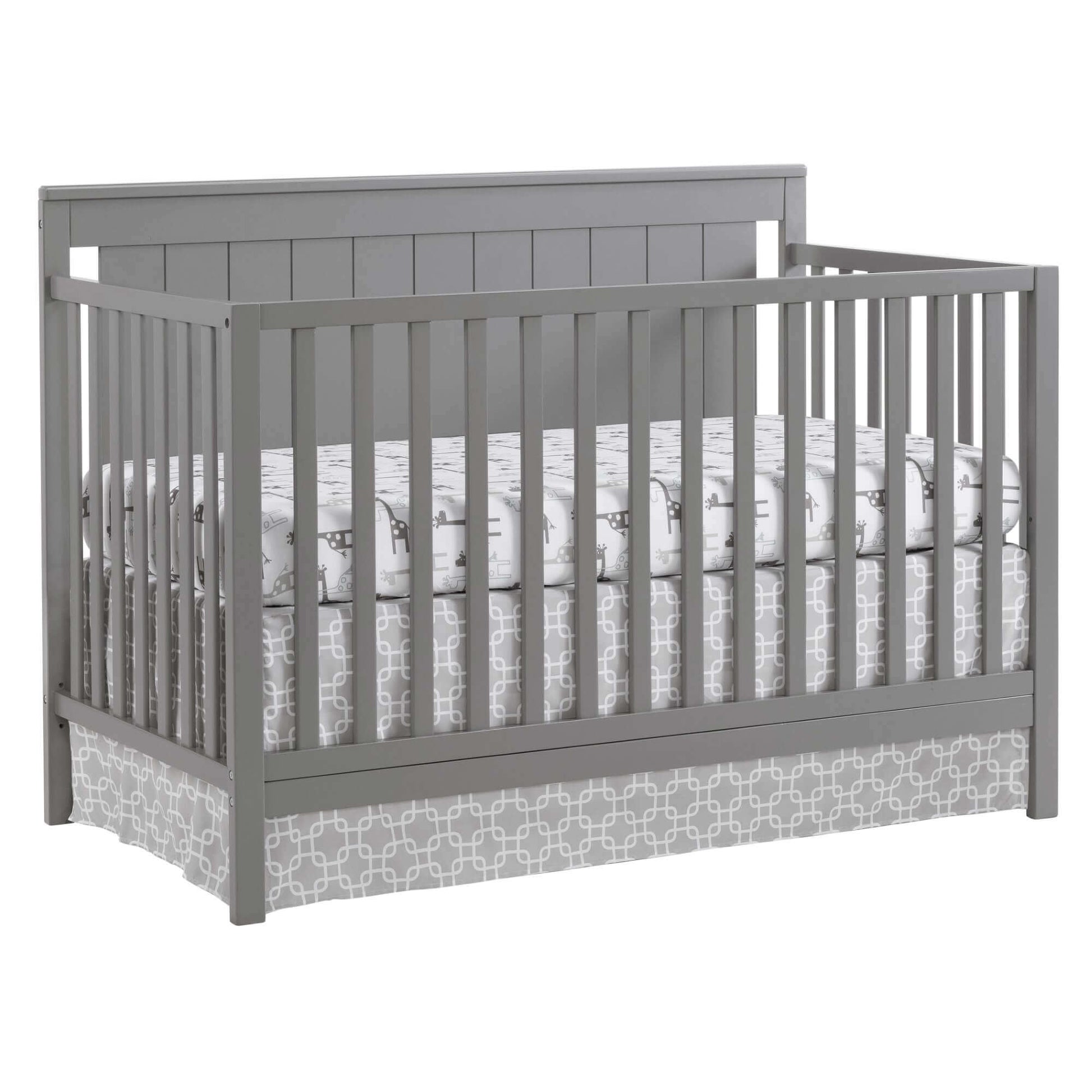 Lazio 4-in-1 Convertible Crib - Inclined Side View of Lazio 4-in-1 Convertible Crib Dove Gray