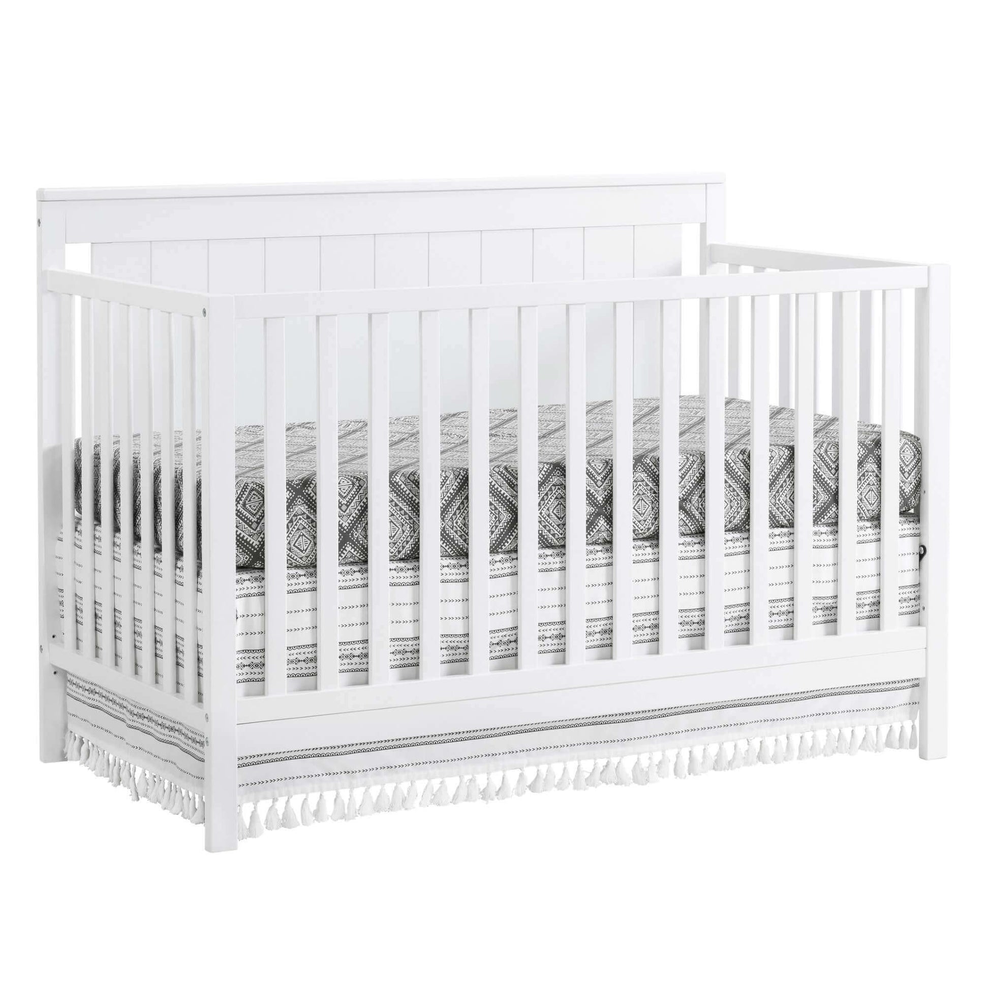 Lazio 4-in-1 Convertible Crib - Inclined Side View of Lazio 4-in-1 Convertible Crib Snow White