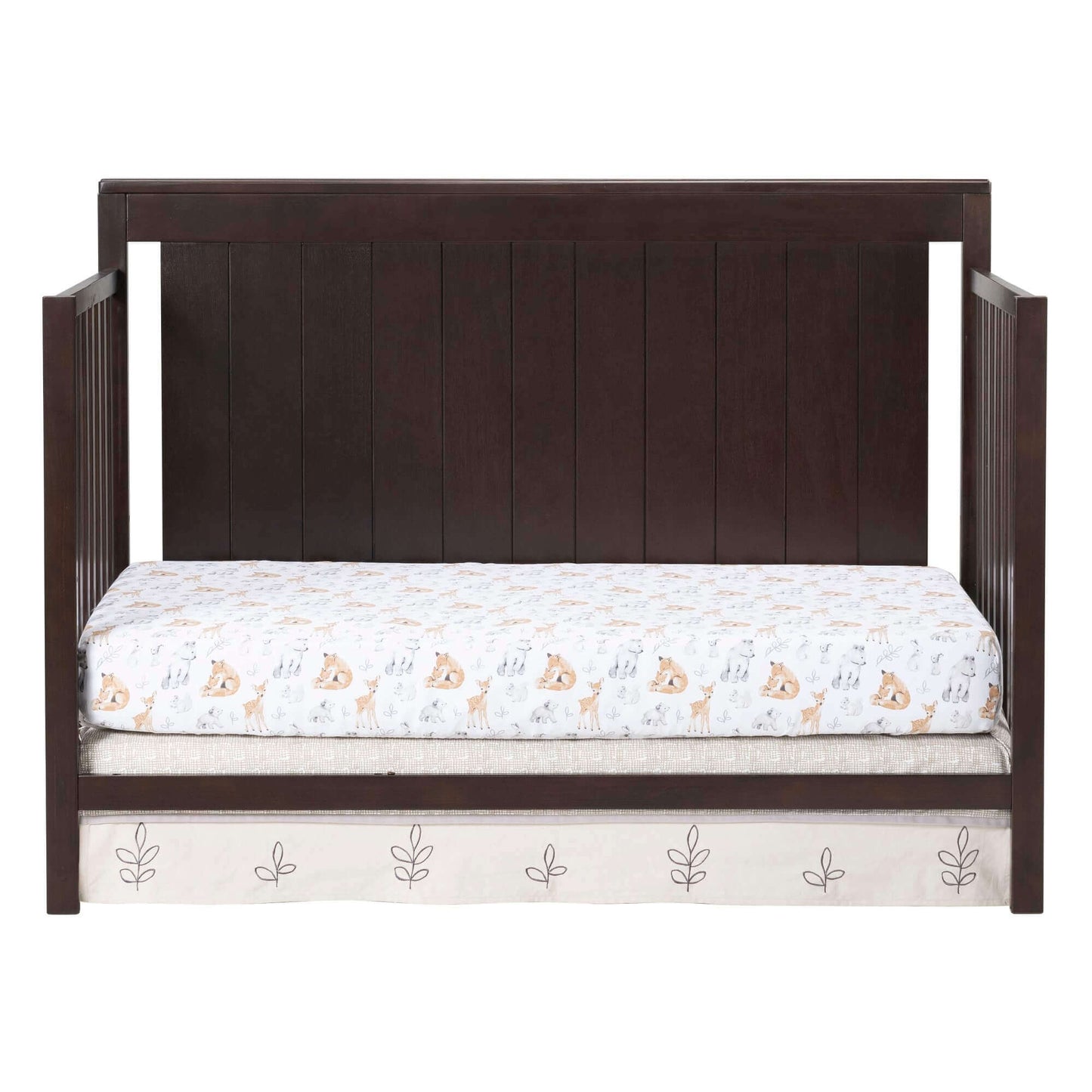 Lazio 4-in-1 Convertible Crib - Front View of Lazio Daybed Espresso