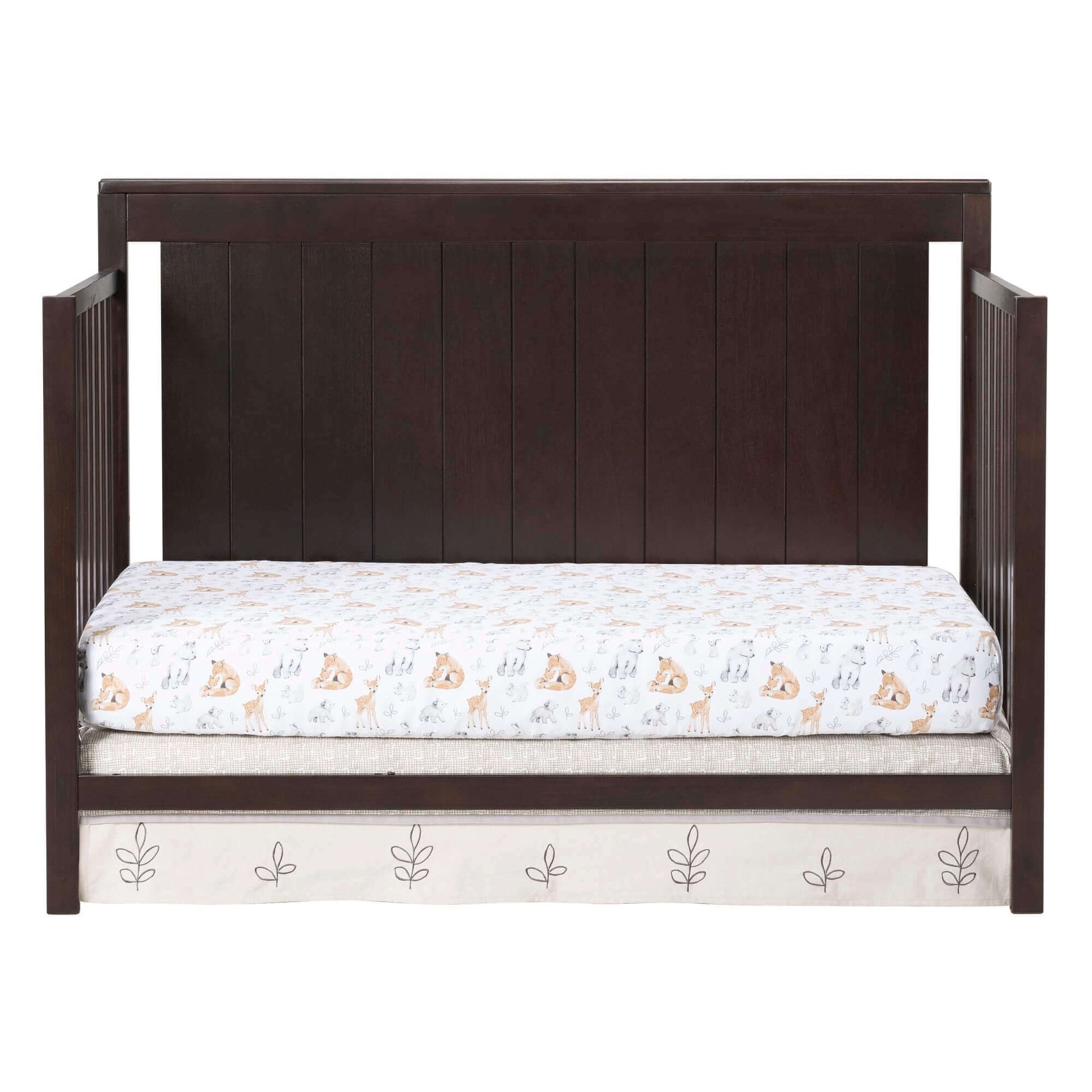 Lazio 4-in-1 Convertible Crib - Front View of Lazio Daybed Espresso