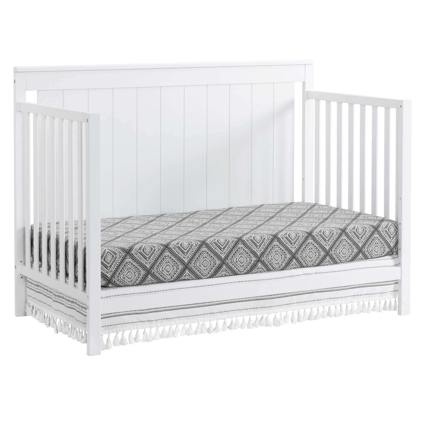 Lazio 4-in-1 Convertible Crib - Inclined Side View of Lazio Daybed Snow White