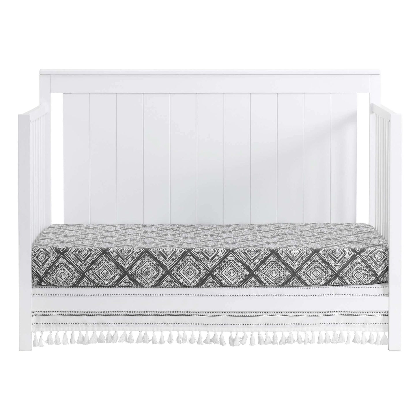 Lazio 4-in-1 Convertible Crib - Front View of Lazio Daybed Snow White