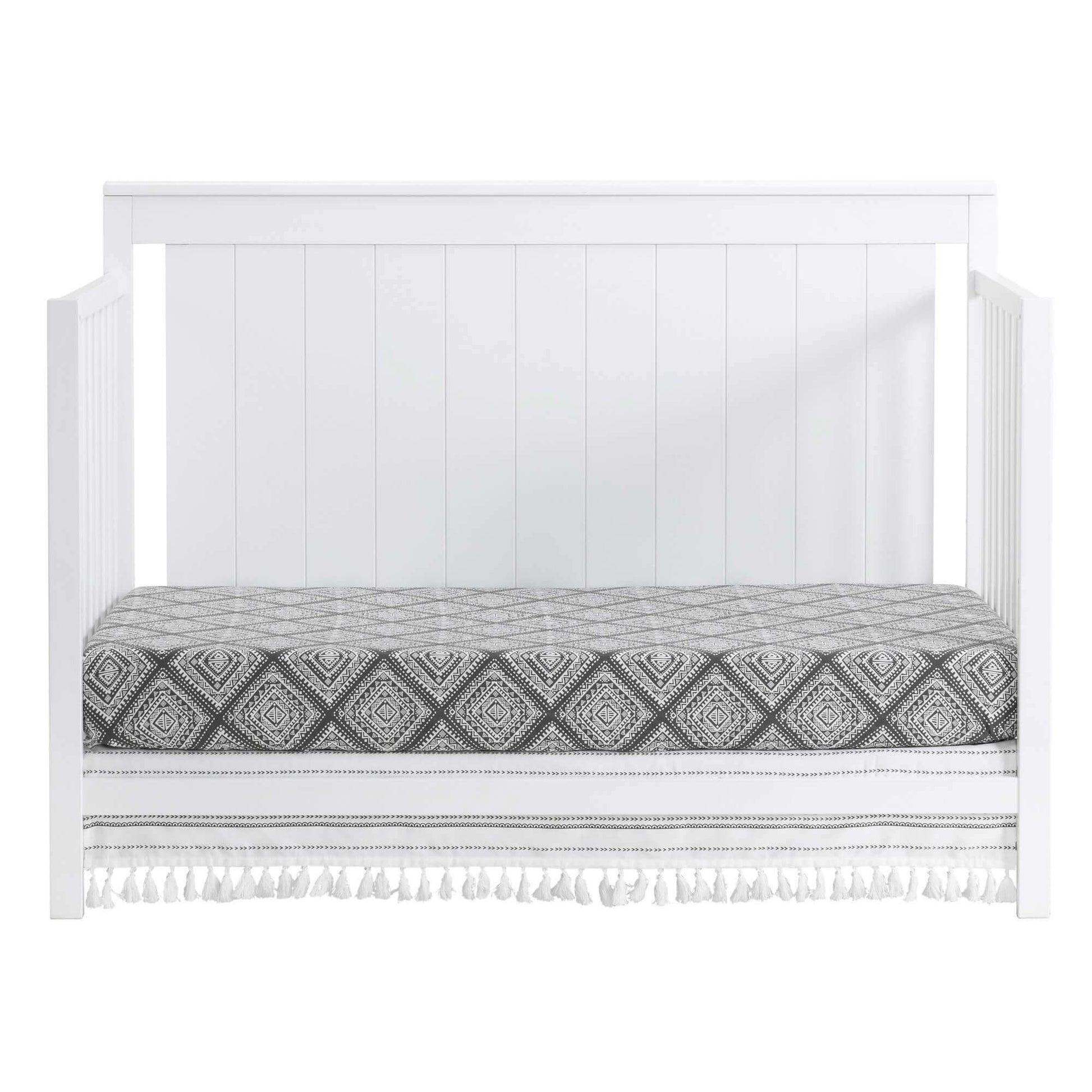 Lazio 4-in-1 Convertible Crib - Front View of Lazio Daybed Snow White