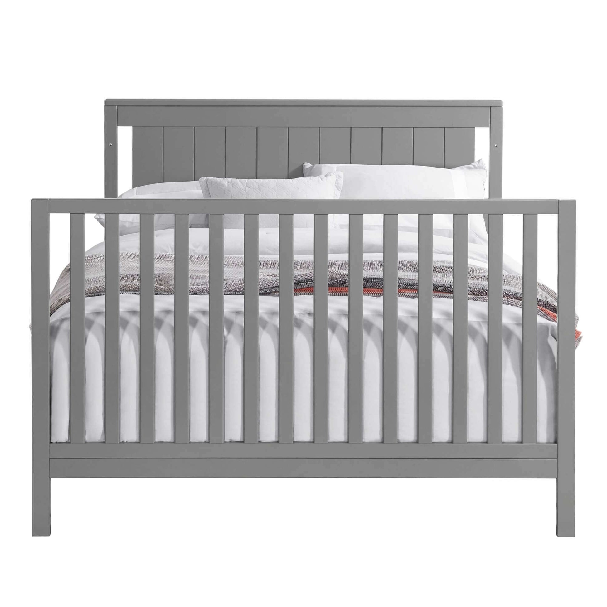Lazio 4-in-1 Convertible Crib - Front View of Lazio Full Size Bed Dove Gray