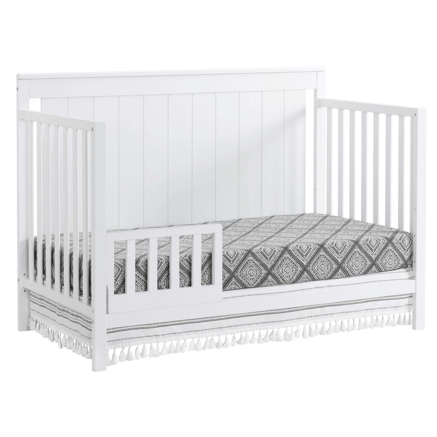 Lazio Guard Rail - Inclined Side View of Lazio Convertible Crib With Guard Rail White