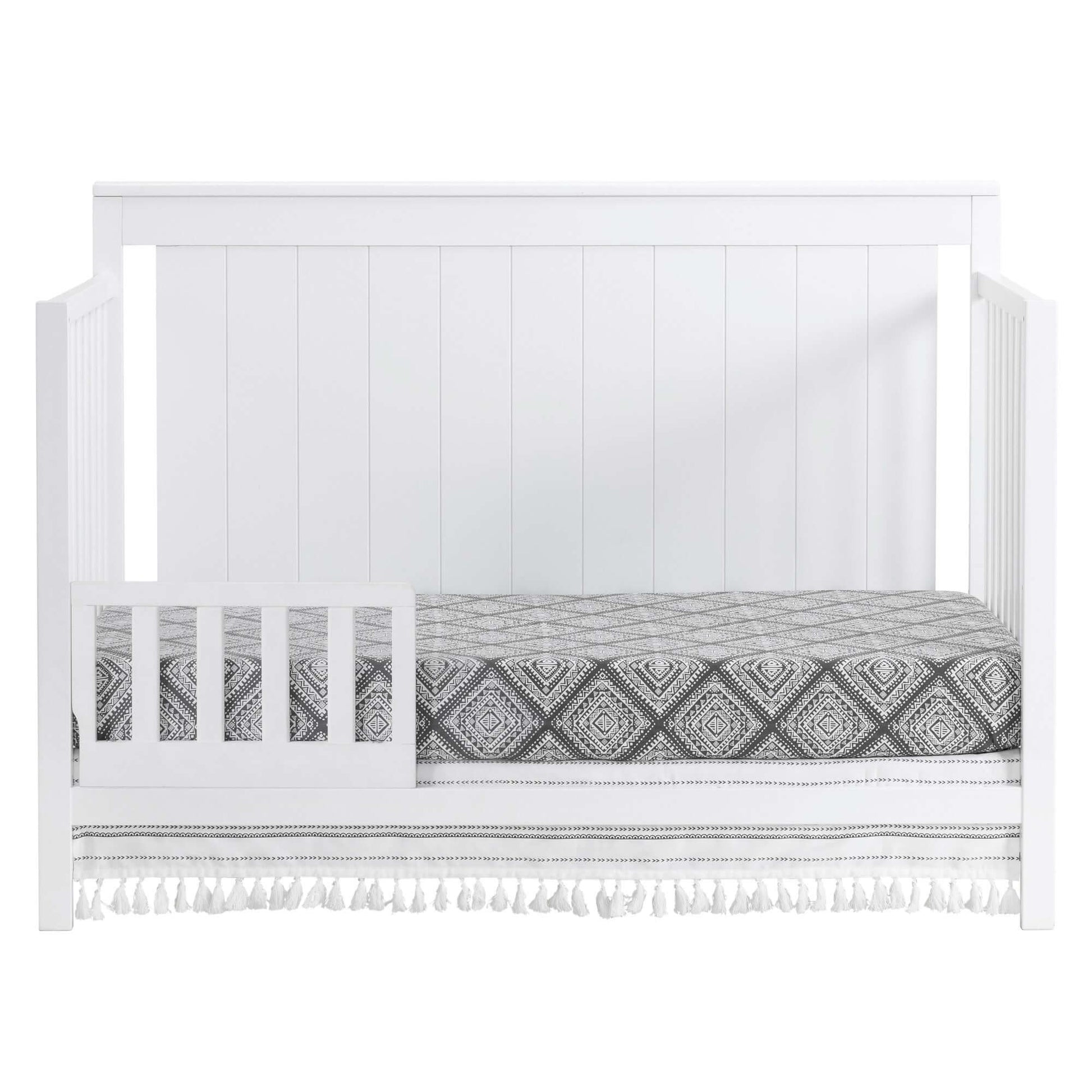 Lazio Guard Rail - Front View of Lazio Convertible Crib With Guard Rail White