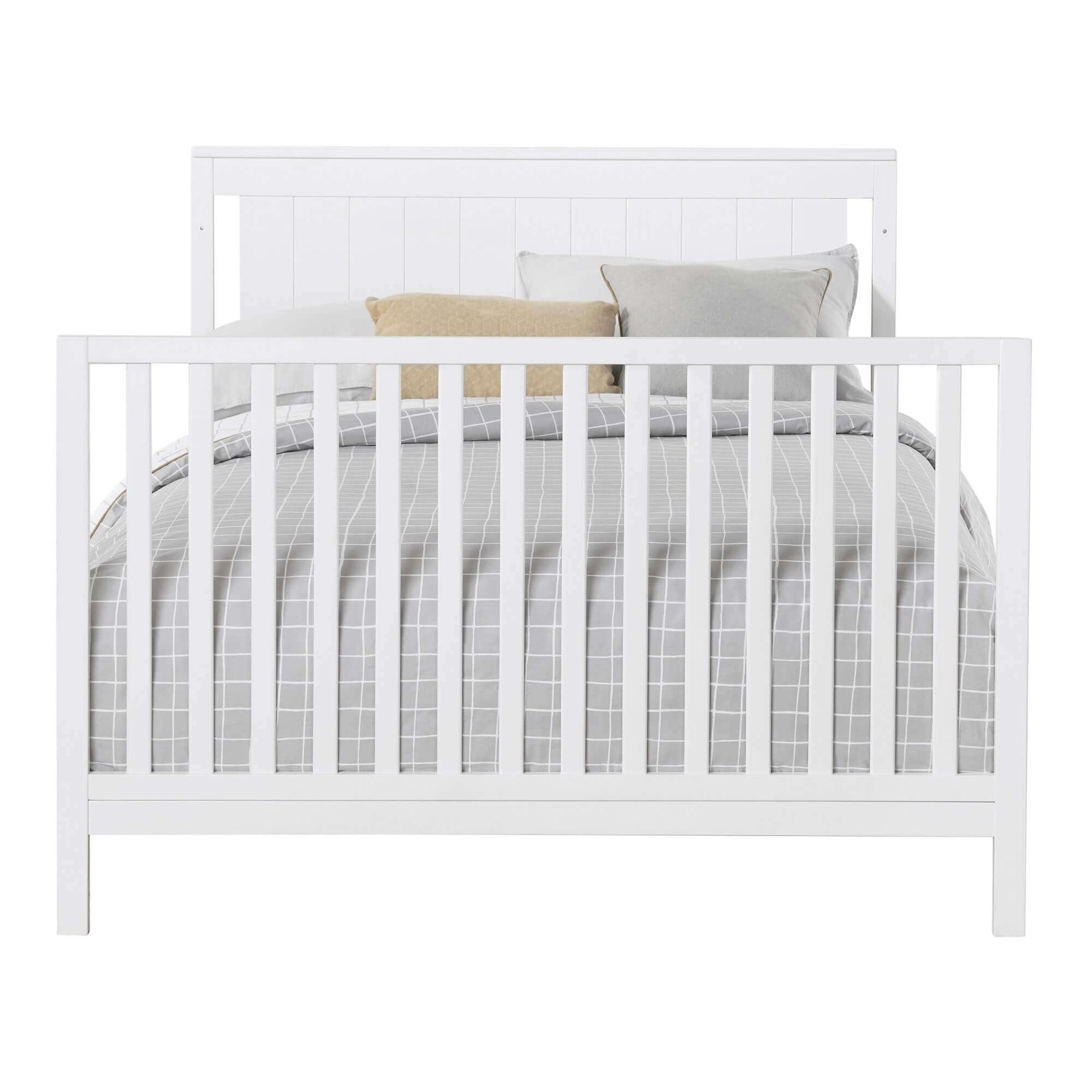 Lazio 4-in-1 Convertible Crib - Front View of Lazio Full Sized Bed Snow White