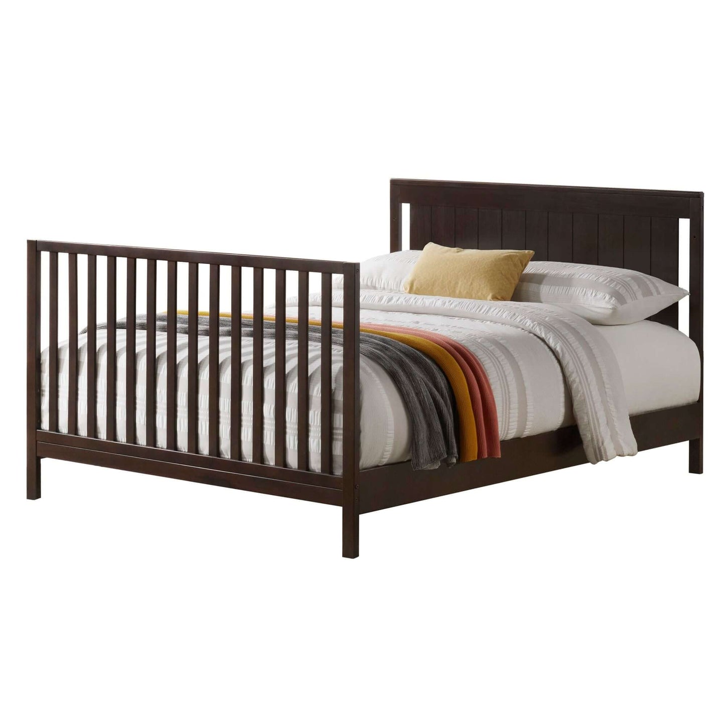 Lazio Full Bed Conversion Kit - Inclined Side View of Lazio Full Sized Bed Espresso