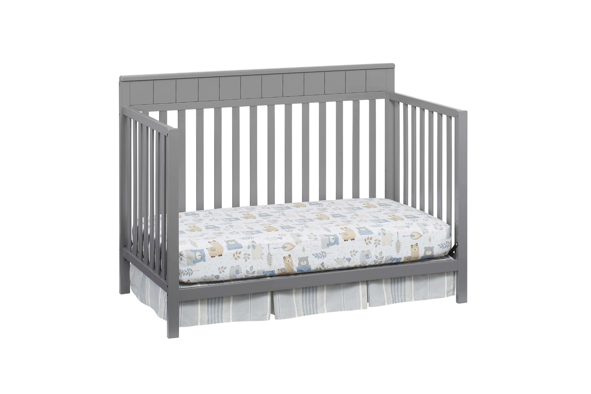 Logan 4-in-1 Convertible Crib - Inclined Side View of Logan Daybed Dove Gray