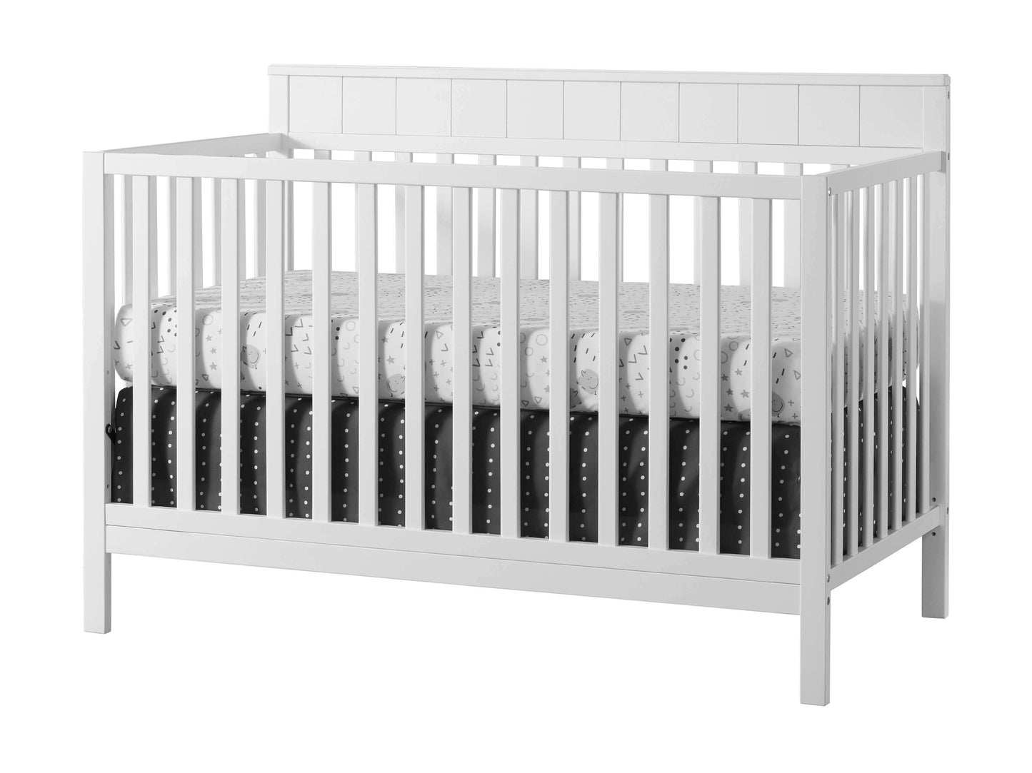 Logan 4-in-1 Convertible Crib - Inclined Side View of Logan 4-in-1 Convertible Crib Snow White