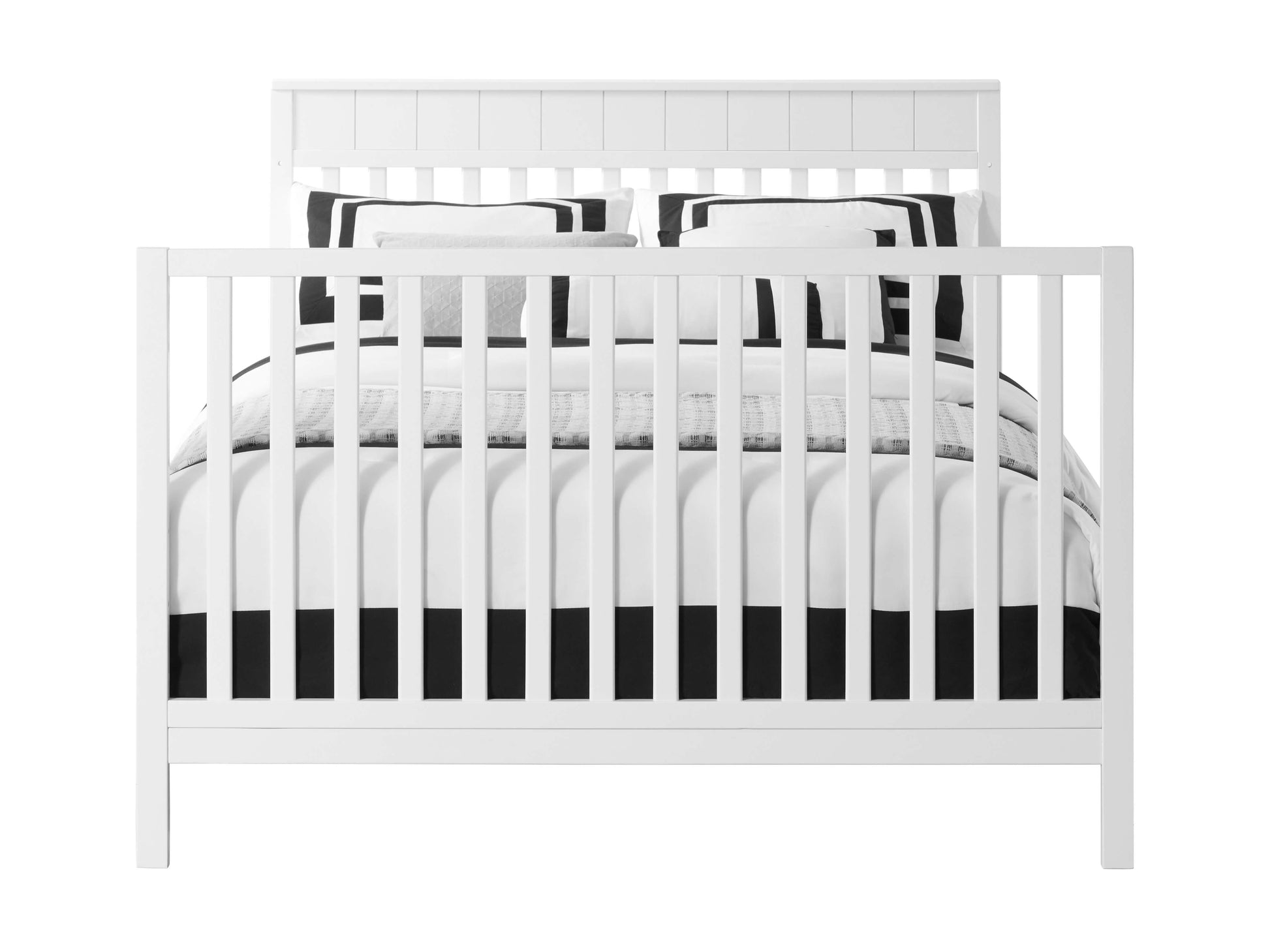 Logan 4-in-1 Convertible Crib - Front View of Logan Full Sized Bed Snow White