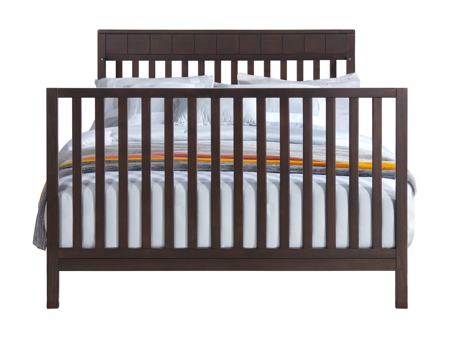 Logan 4-in-1 Convertible Crib - Front View of Logan Full Sized Bed Espresso