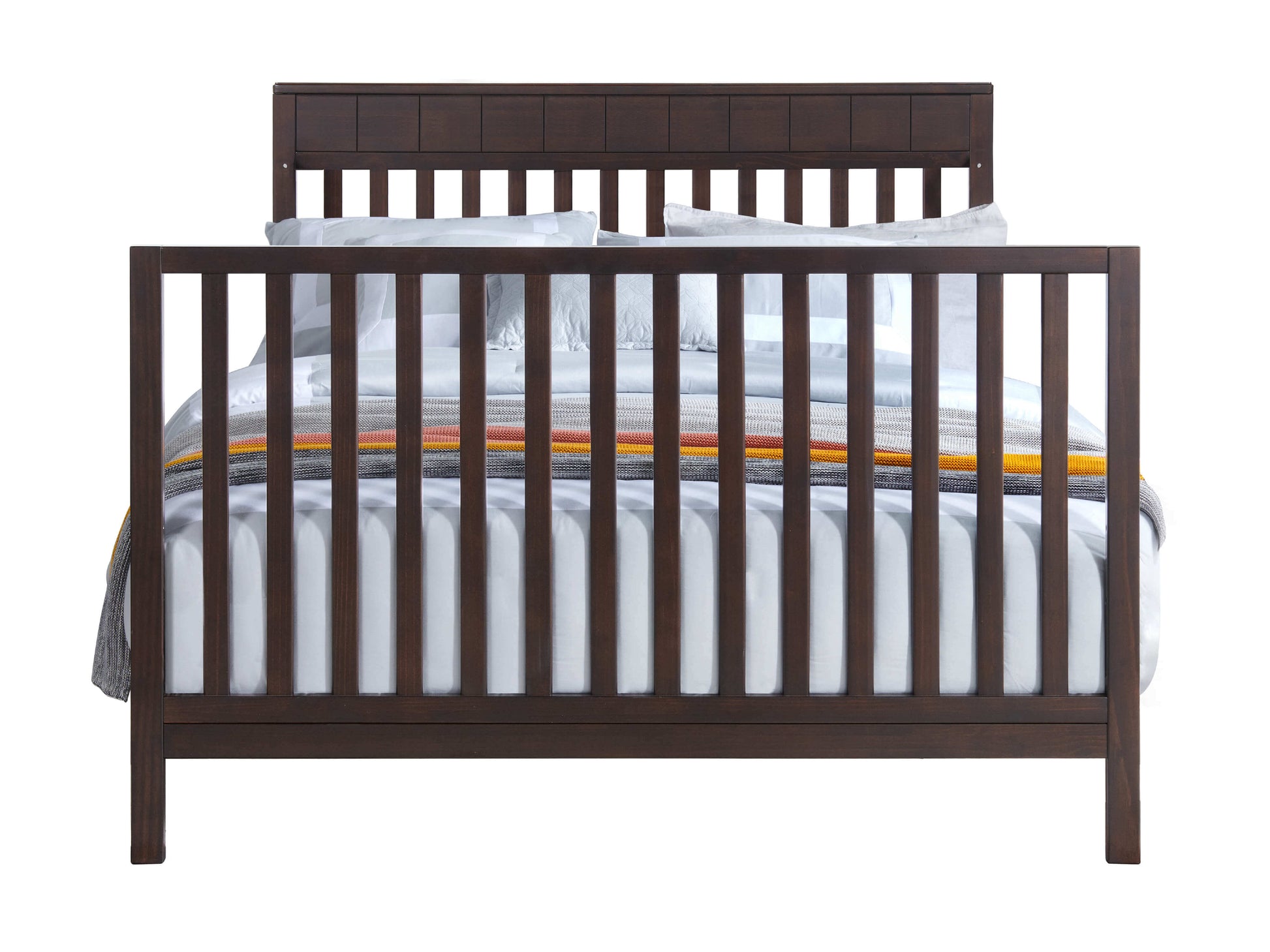Logan 4-in-1 Convertible Crib - Front View of Logan Full Sized Bed Espresso