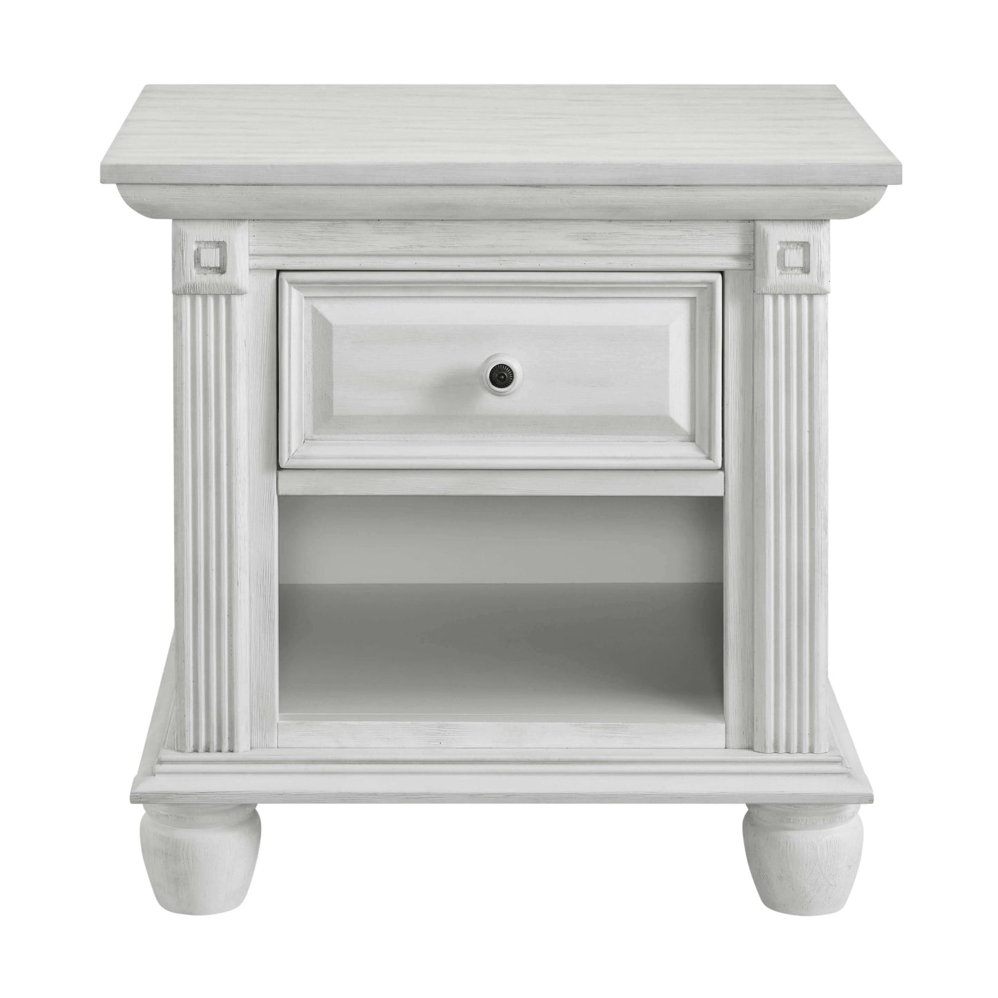 London Lane 1-Drawer Nightstand - Front View of London Lane 1-Drawer Nightstand Vintage White