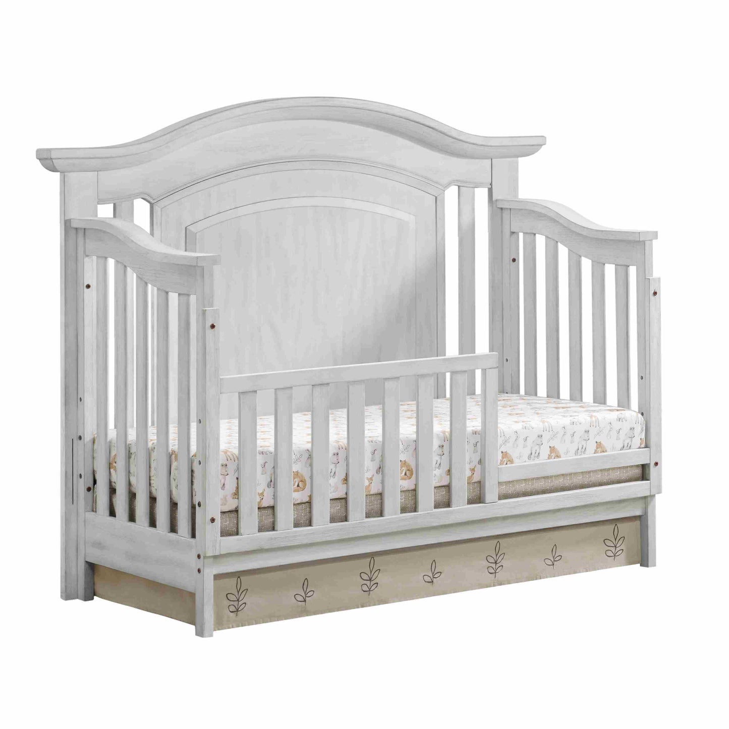 London Lane Guard Rail - Inclined Side View of London Lane Crib with Guard Rail White