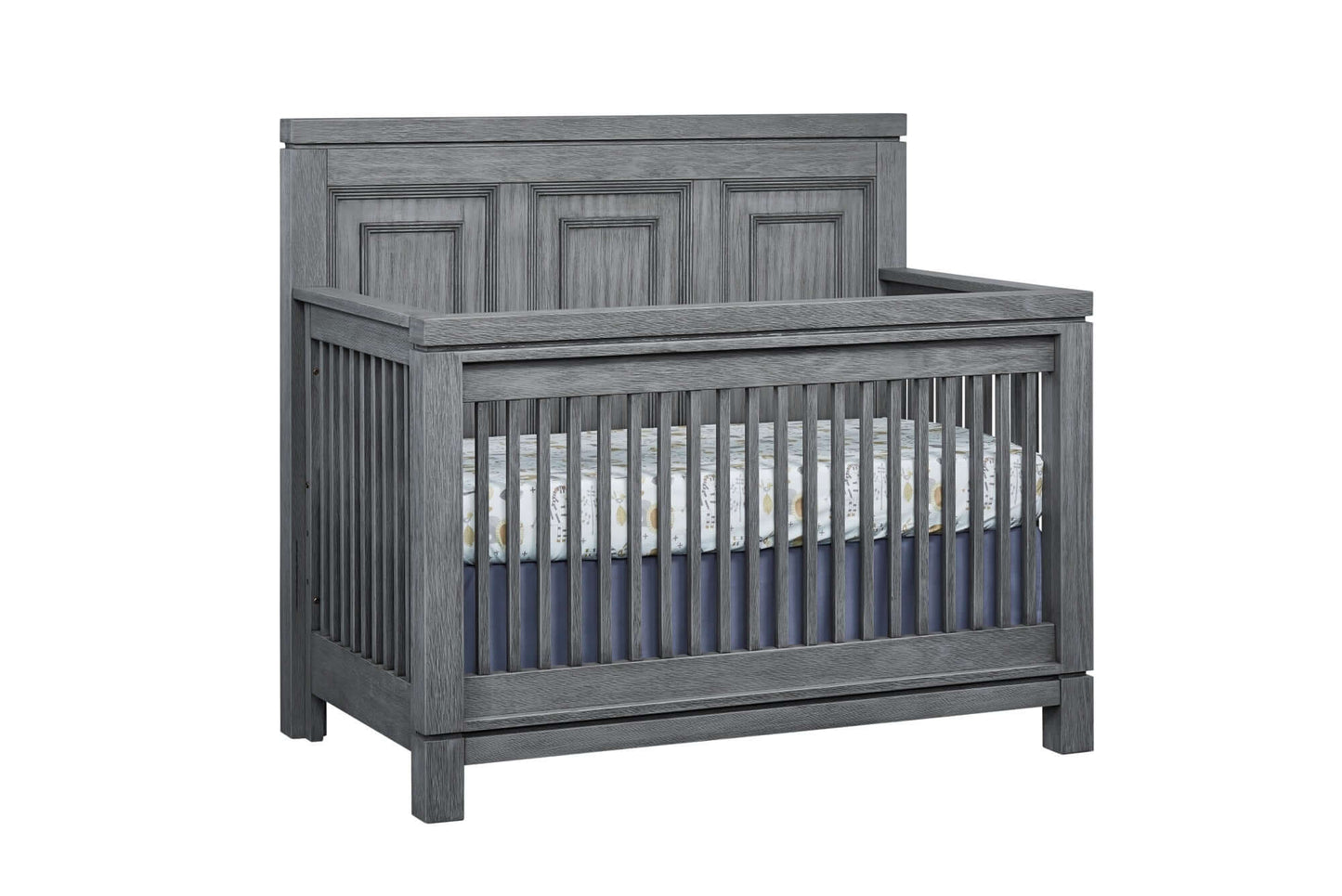 Manchester 4 In 1 Convertible Crib - Inclined Side View of Manchester 4 In 1 Convertible Crib Rustic Gray