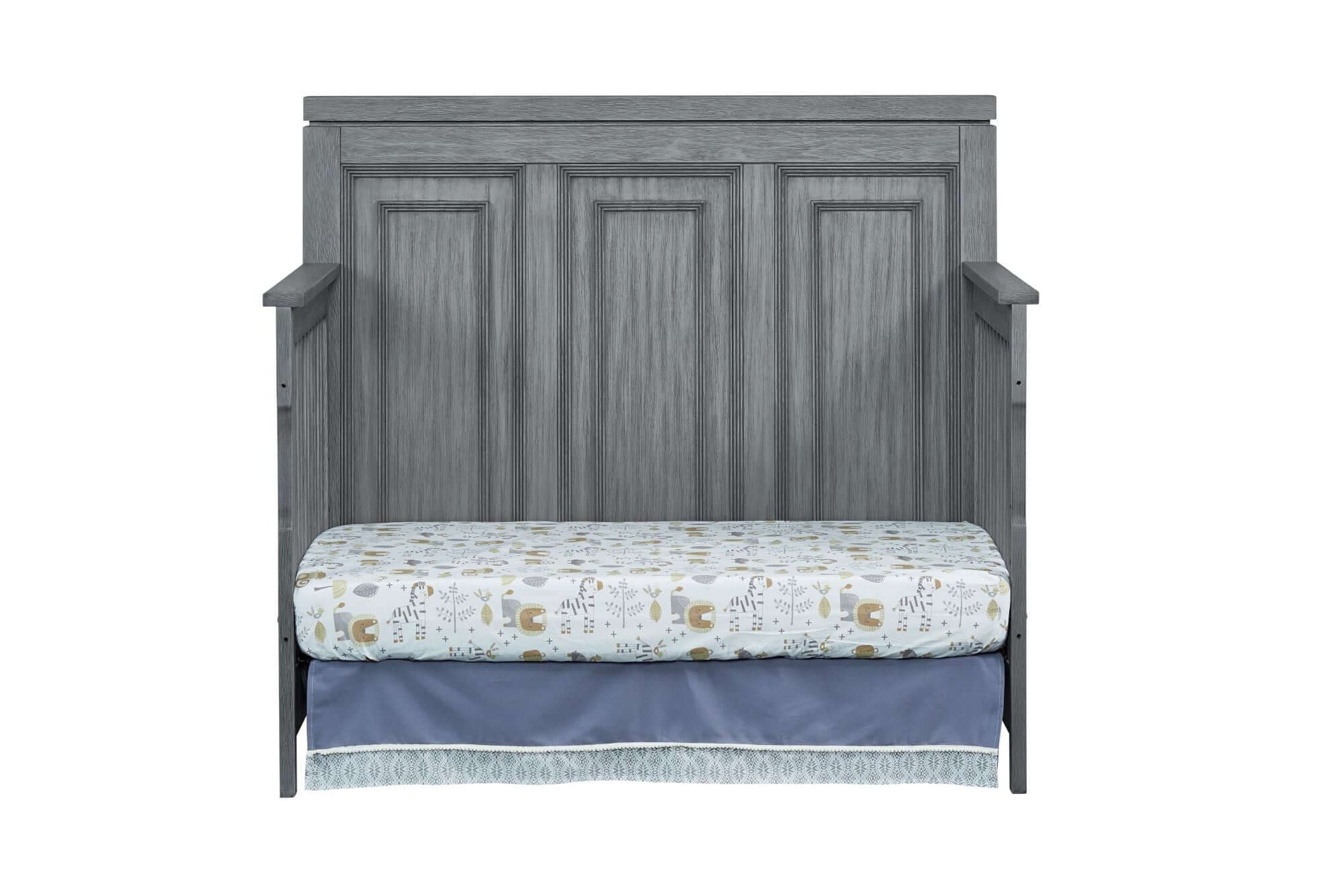 Manchester 4 In 1 Convertible Crib - Front View of Manchester Daybed Rustic Gray