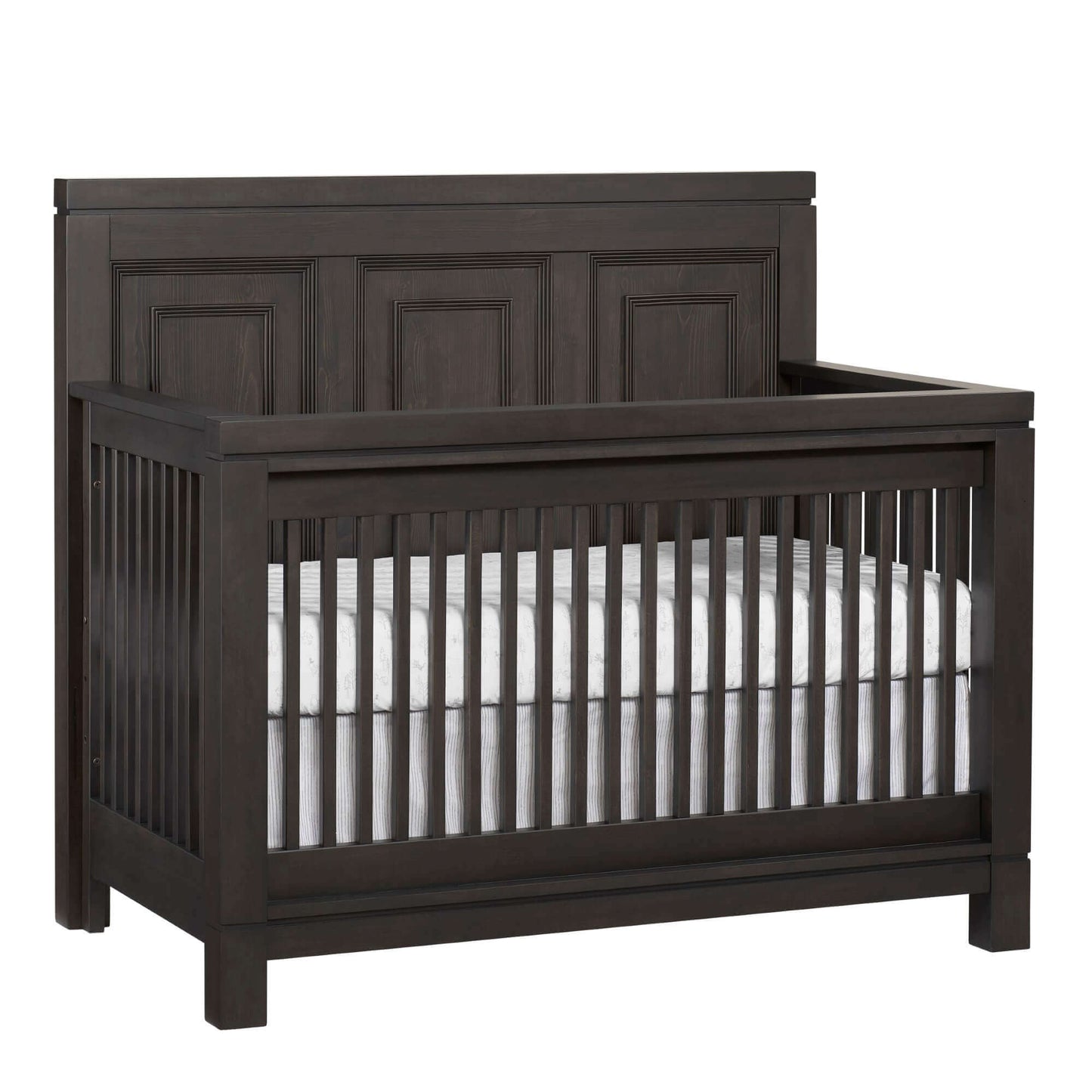 Manchester 4 In 1 Convertible Crib - Inclined Side View of Manchester 4 In 1 Convertible Crib Black Iron