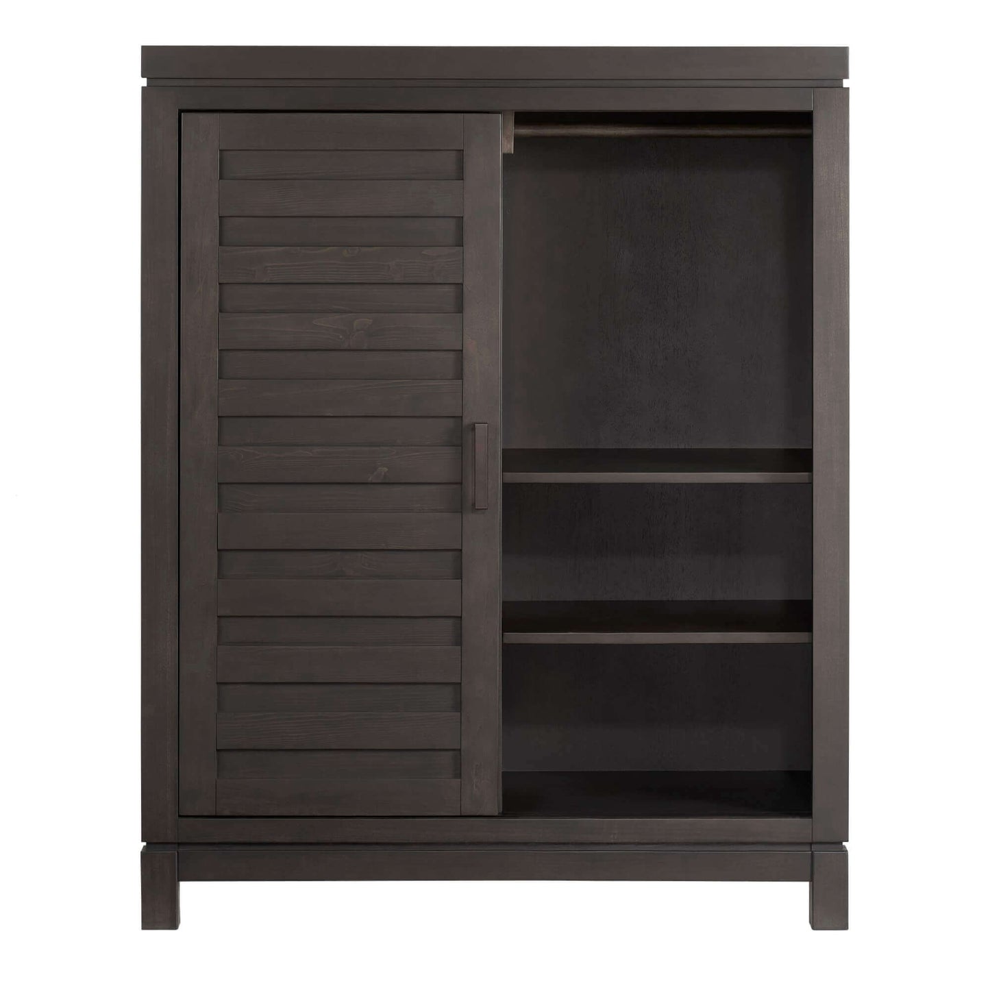 Manchester Chifferobe - Front View of Open Sliding door Manchester Chifferobe Black Iron