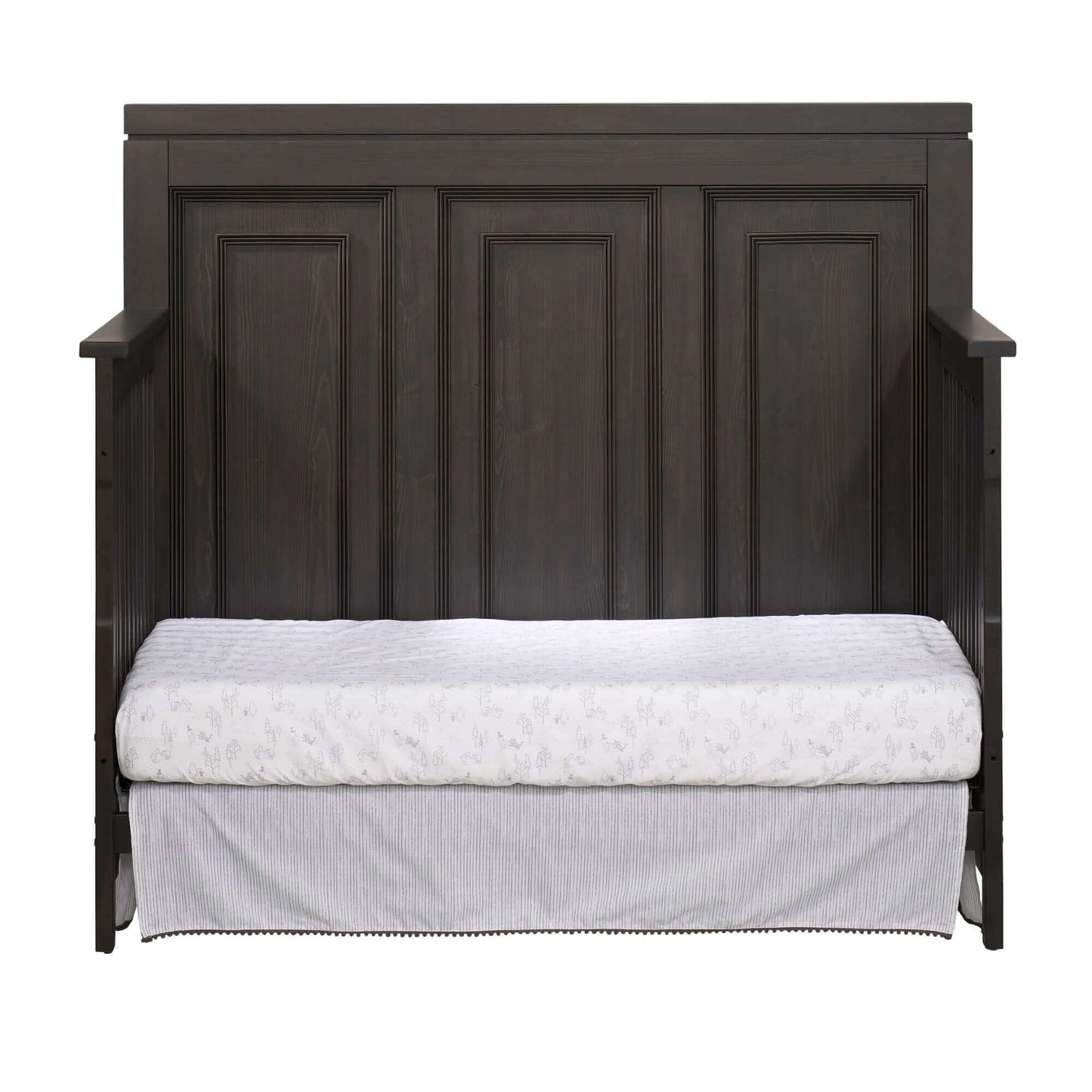 Manchester 4 In 1 Convertible Crib - Front View of Manchester Daybed Black Iron