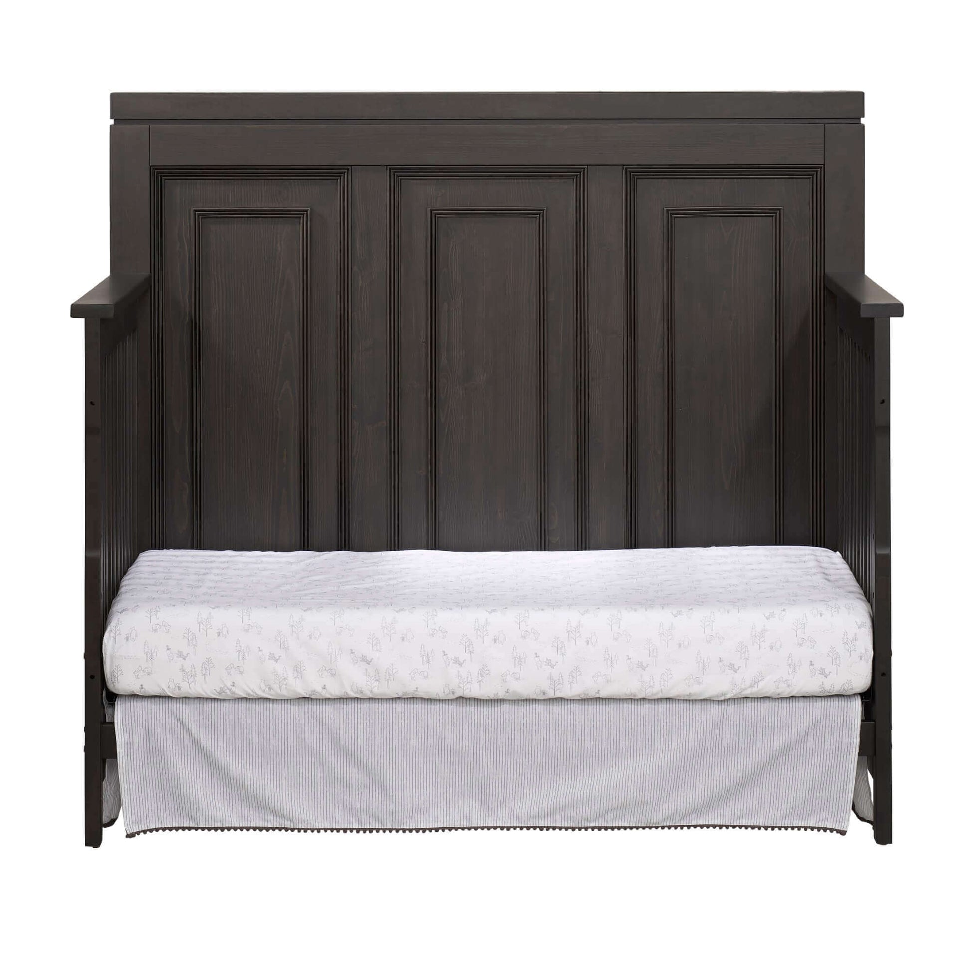 Manchester 4 In 1 Convertible Crib - Front View of Manchester Daybed Black Iron