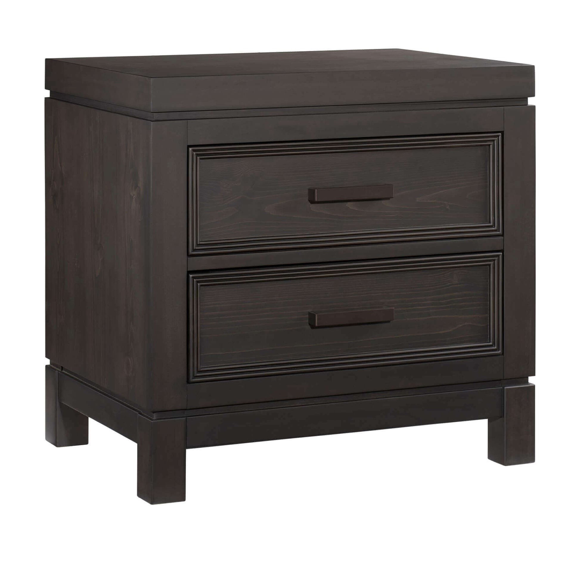 Manchester 2 Drawer Night Stand - Inclined Side View of Manchester 2 Drawer Night Stand Black Iron