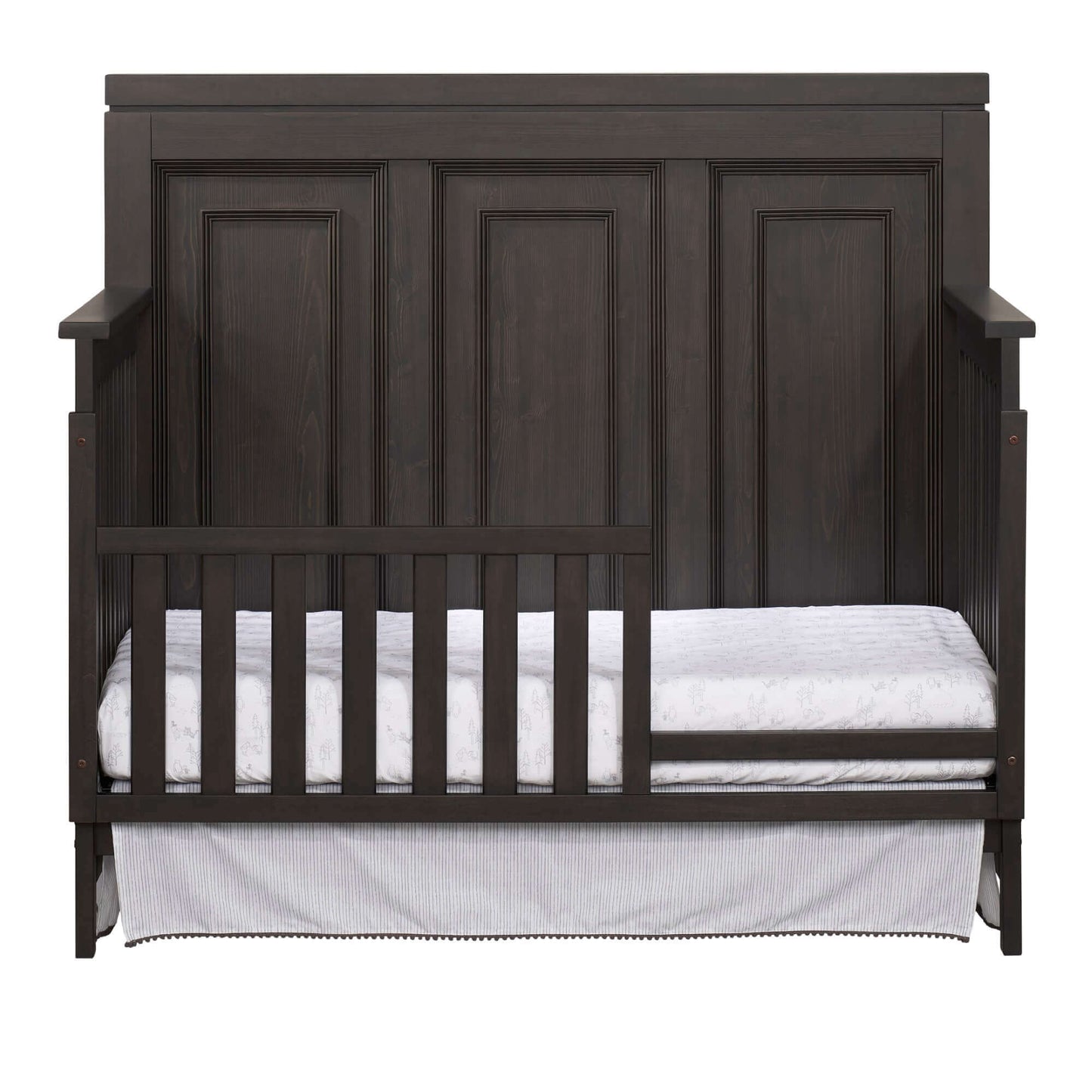 Manchester 4 In 1 Convertible Crib - Front View of Manchester 4 In 1 Convertible Crib Black Iron with Guard Rail