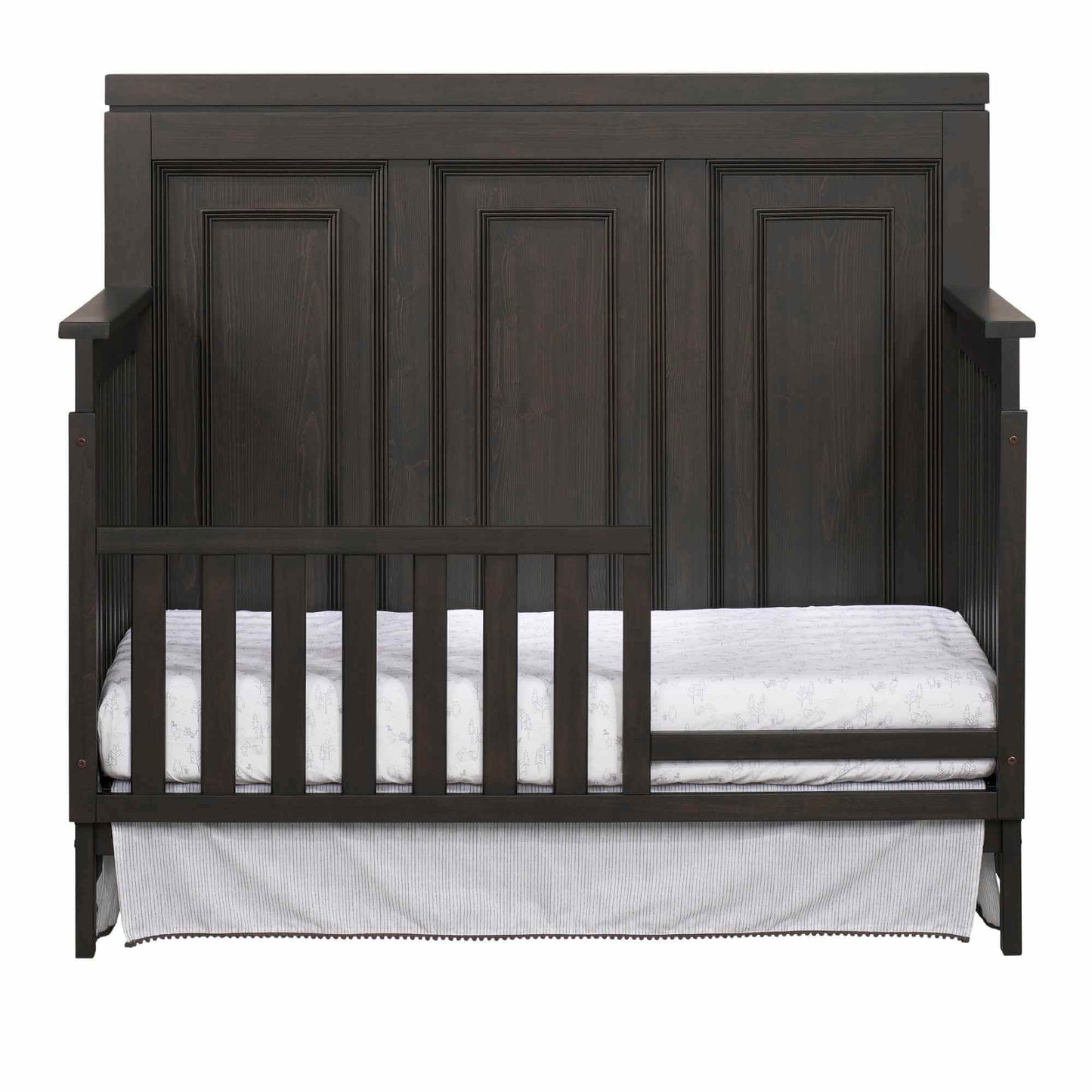 Manchester Guard Rail - Front View of Manchester Convertible Crib with Guard Rail Black Iron