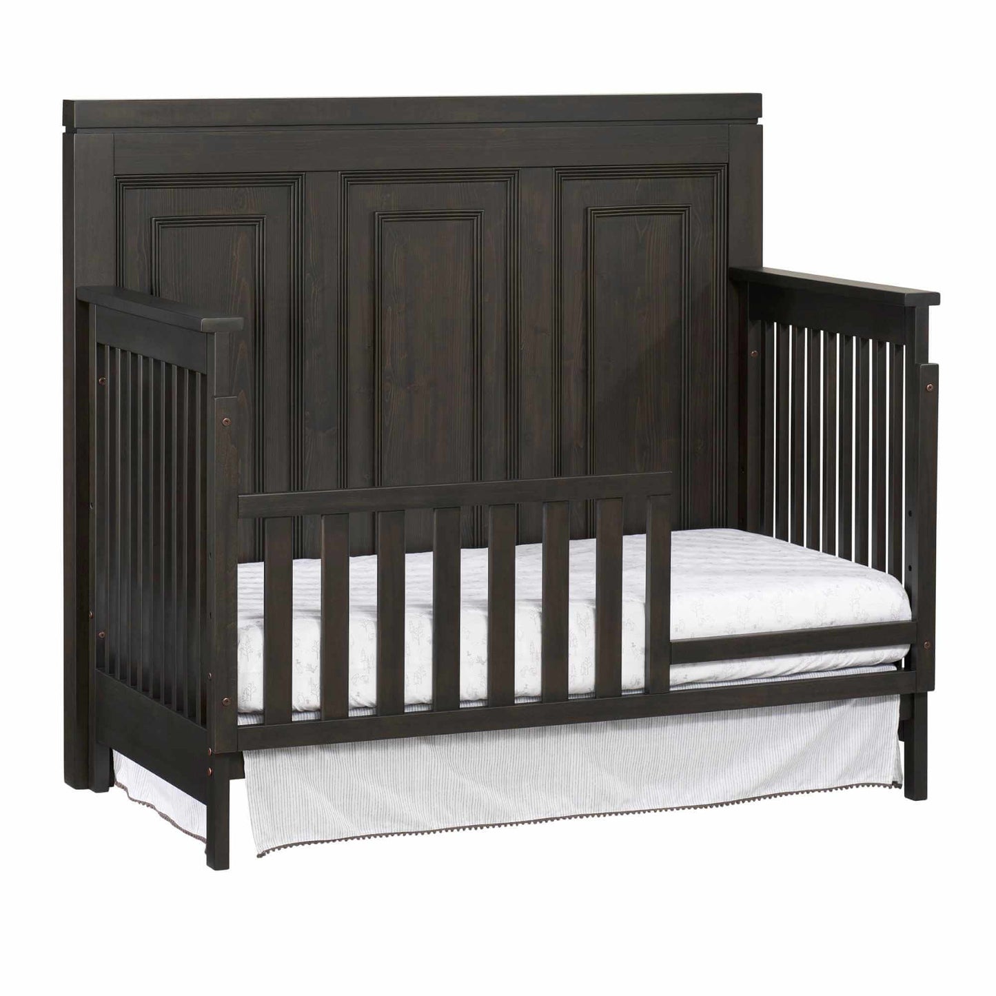 Manchester Guard Rail - Inclined Side View of Manchester Convertible Crib with Guard Rail Black Iron