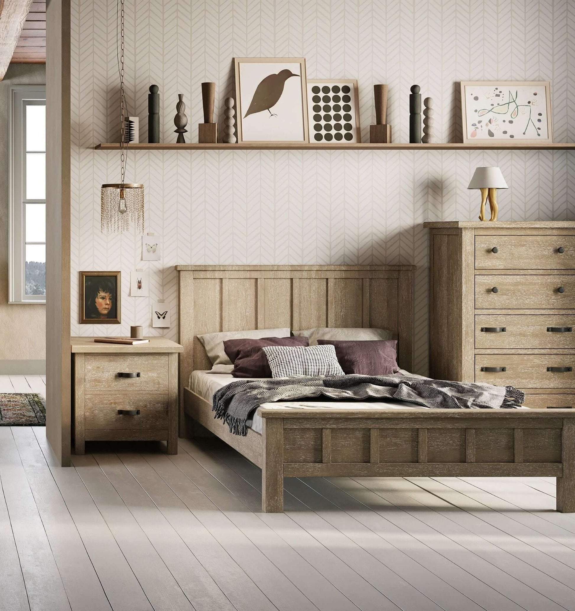 Relic Batten 4-in-1 Convertible Crib - Lifestyle Image of Batten Full Size Bed Fossil