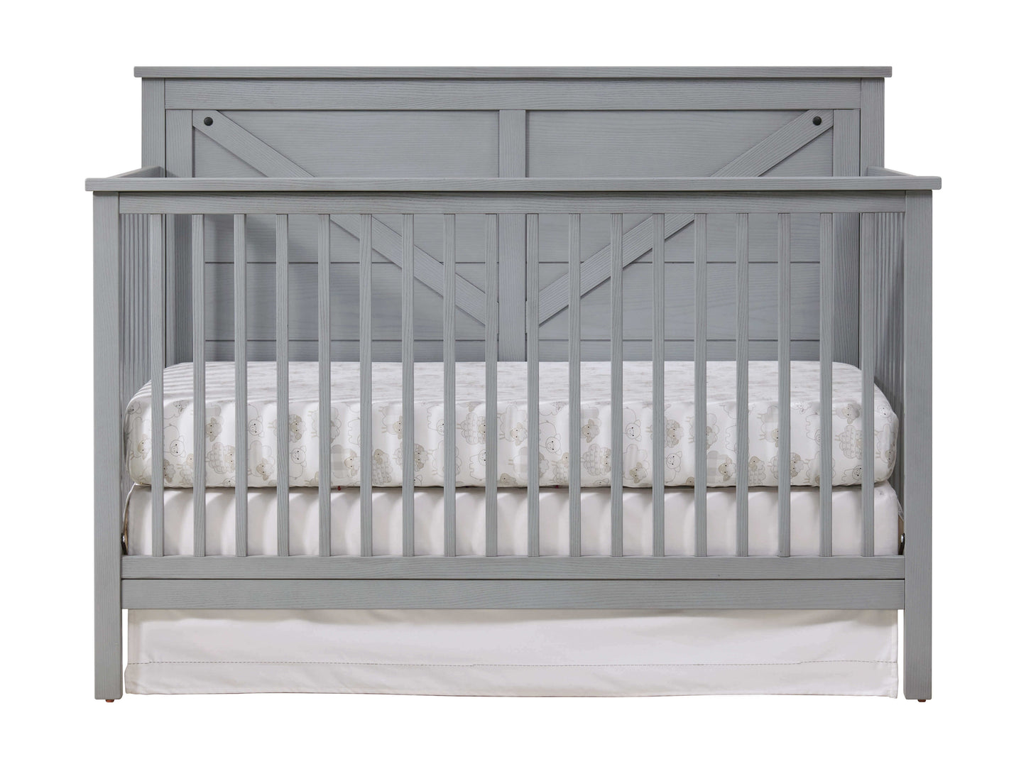 Montauk 4-in-1 Convertible Crib - Front View of Montauk 4-in-1 Convertible Crib Farmhouse Gray