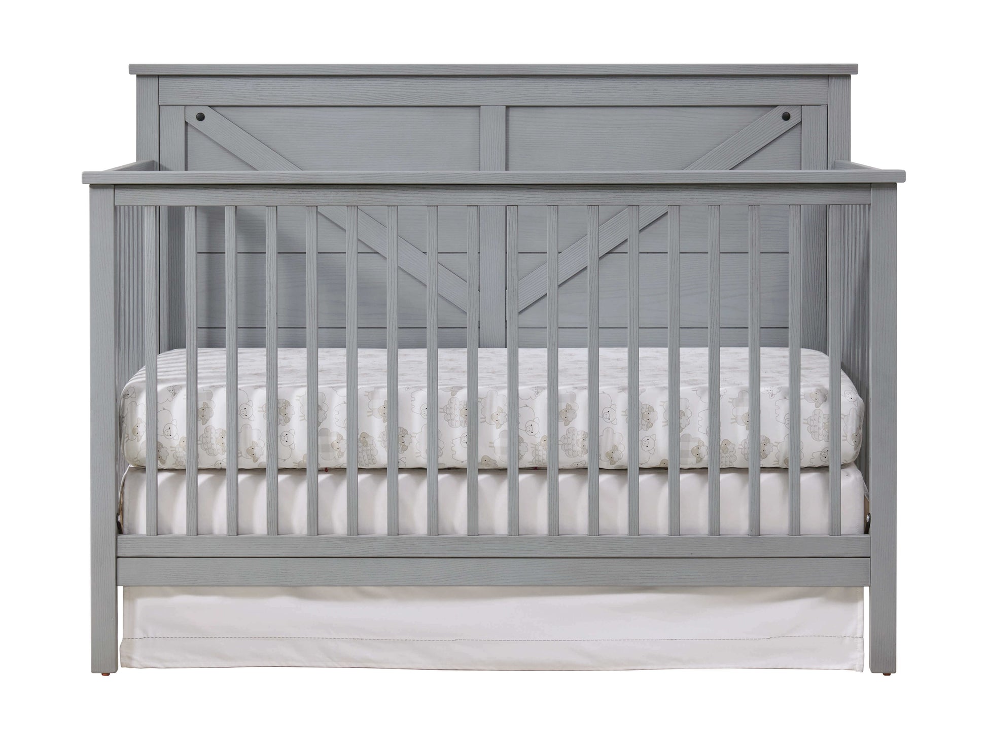 Montauk 4-in-1 Convertible Crib - Front View of Montauk 4-in-1 Convertible Crib Farmhouse Gray