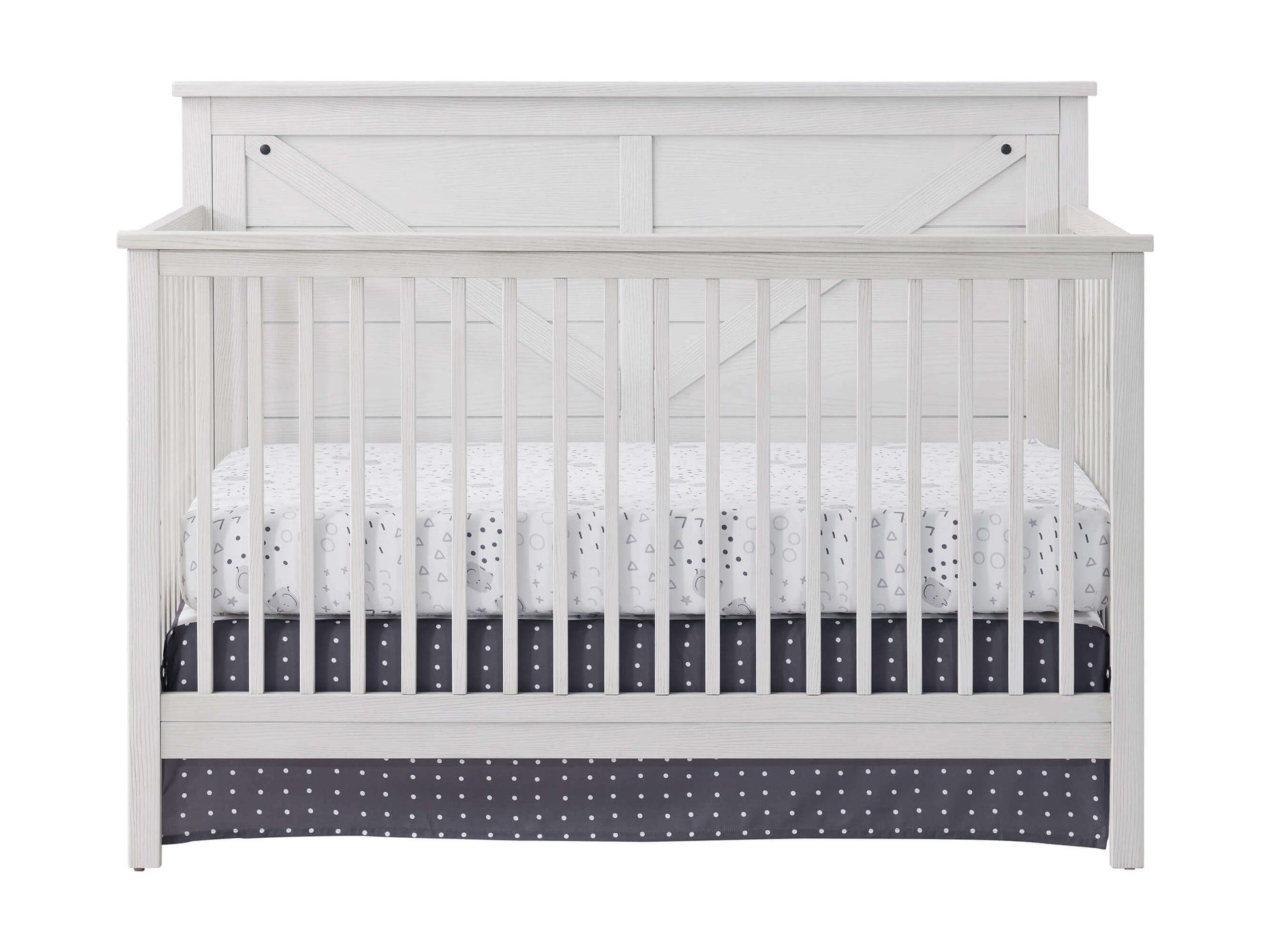 Montauk 4-in-1 Convertible Crib - Front View of Montauk 4-in-1 Convertible Crib Barn White
