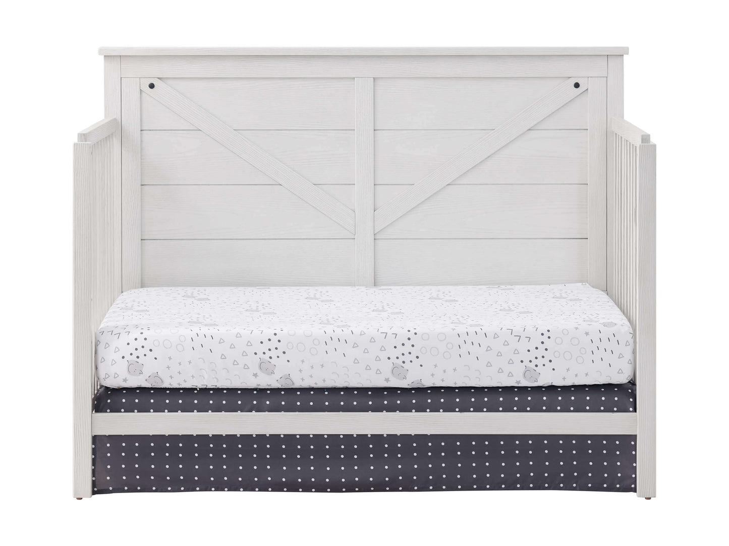 Montauk 4-in-1 Convertible Crib - Front View of Montauk Daybed Barn White