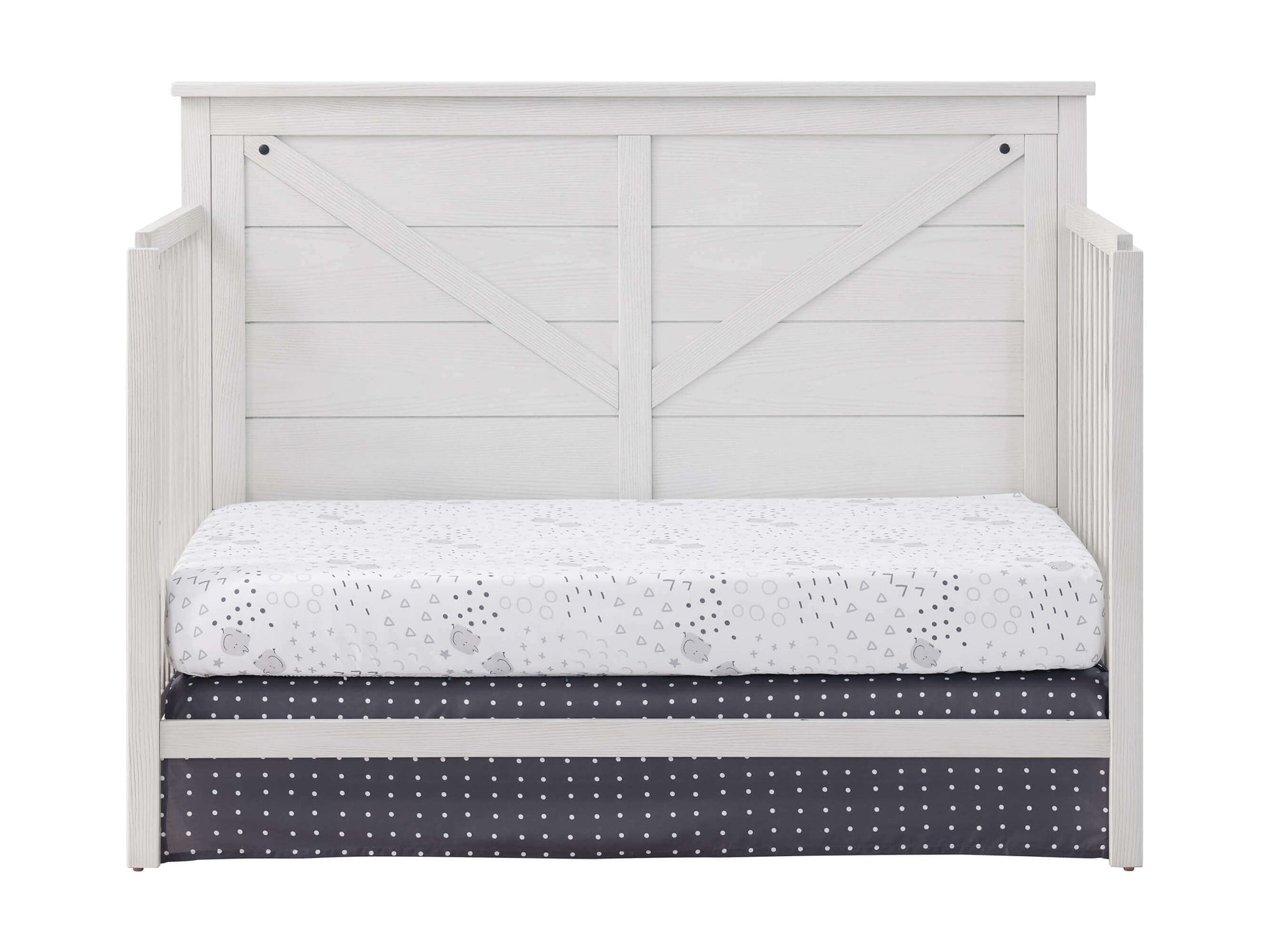Montauk 4-in-1 Convertible Crib - Front View of Montauk Daybed Barn White