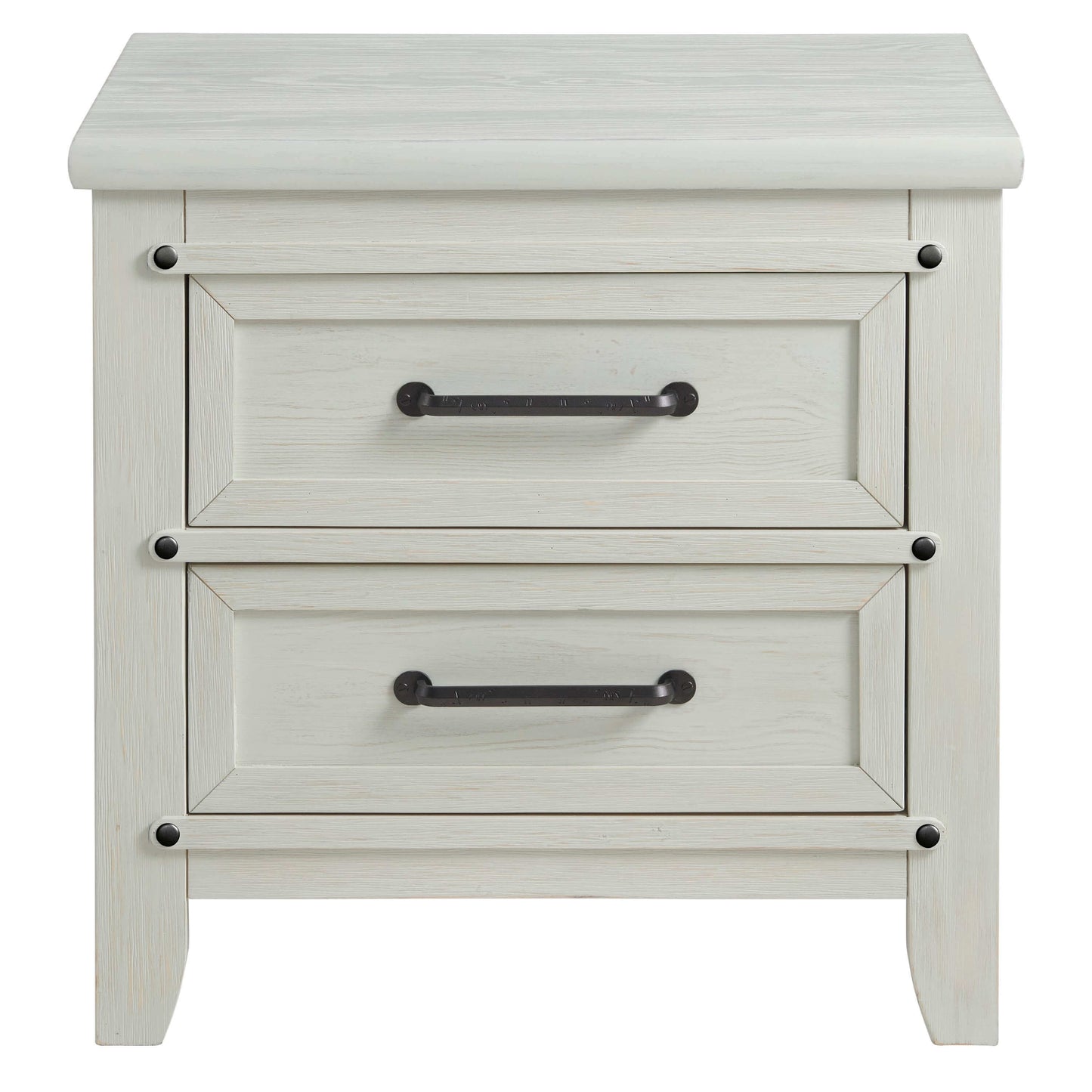 Ellison 2 Drawer Night Stand - Front View of Ellison 2 Drawer Night Stand Rustic White