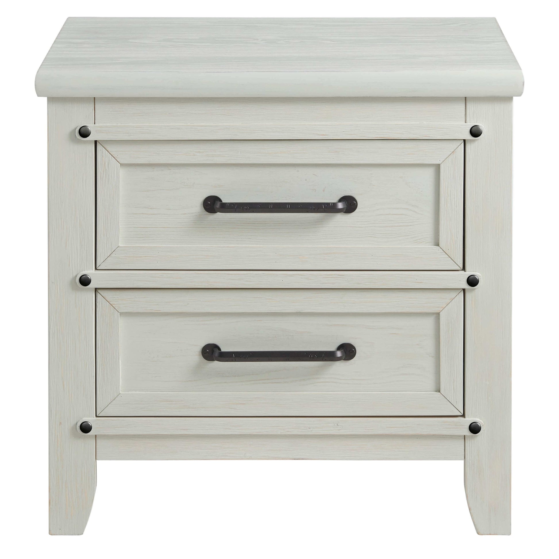 Ellison 2 Drawer Night Stand - Front View of Ellison 2 Drawer Night Stand Rustic White
