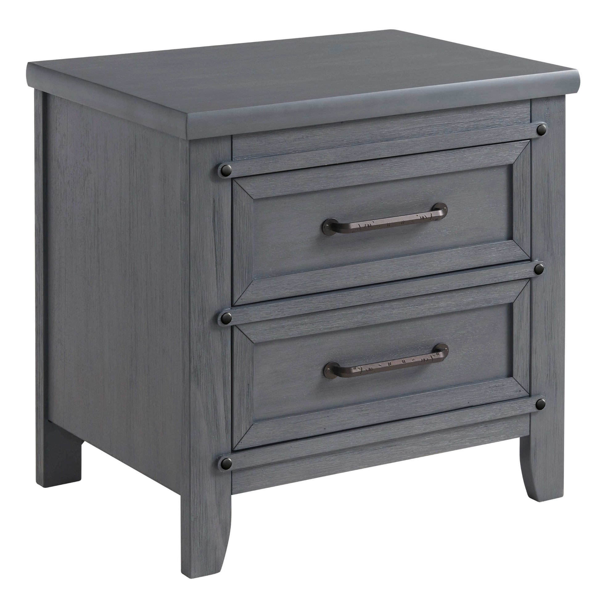 Ellison 2 Drawer Night Stand - Inclined Side View of Ellison 2 Drawer Night Stand Ash Gray
