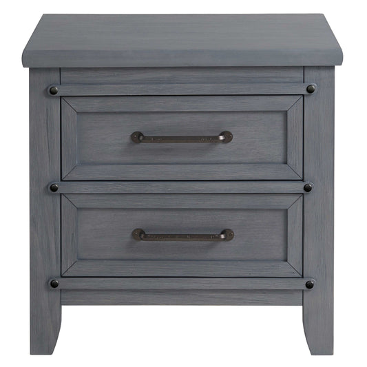 Ellison 2 Drawer Night Stand - Front View of Ellison 2 Drawer Night Stand Ash Gray