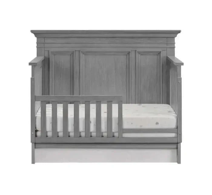 Weston 4 In 1 Convertible Crib - Front View of Weston 4 In 1 Convertible Crib with Guard Rail Graphite Gray