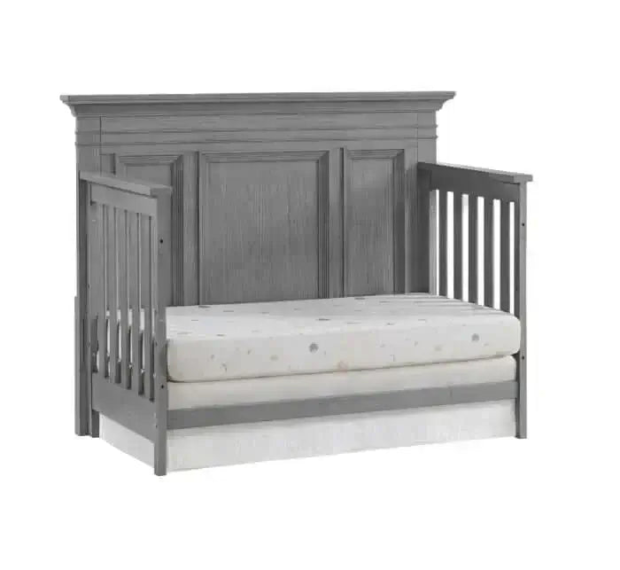 Weston 4 In 1 Convertible Crib - Inclined Side View of Weston Daybed Graphite Gray