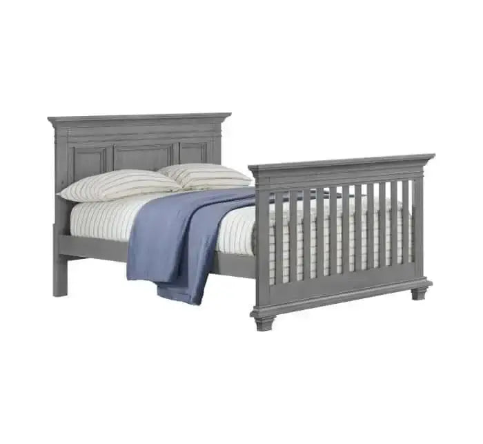 Weston 4 In 1 Convertible Crib - Inclined Side View of Weston Full Sized Bed Graphite Gray