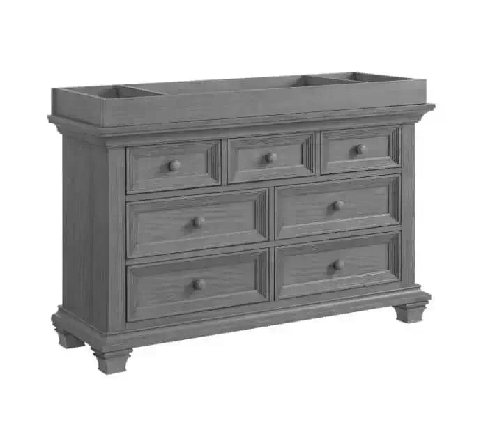 Weston 7 Drawer Dresser - Inclined Side View of Weston 7 Drawer Dresser Dusk Gray with Changing Topper
