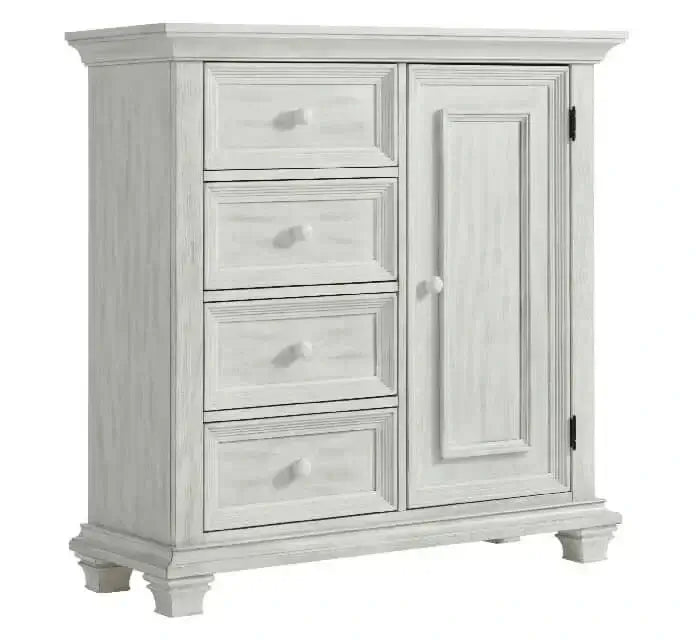 Weston Chifferobe - Inclined Side View of Weston Chifferobe Vintage White