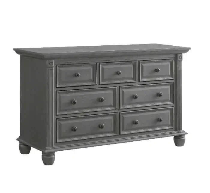 London Lane 7 Drawer Dresser - Inclined Side View of London Lane 7 Drawer Dresser Artic Gray