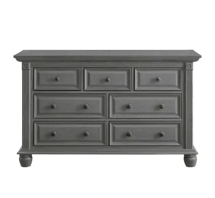 London Lane 7 Drawer Dresser - Front View of London Lane 7 Drawer Dresser Artic Gray